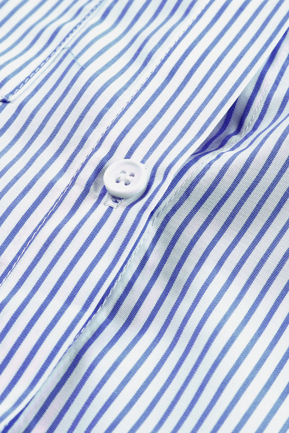 Red Stripe Smocked Cuffed Striped Boyfriend Shirt with Pocket - loveforevers
