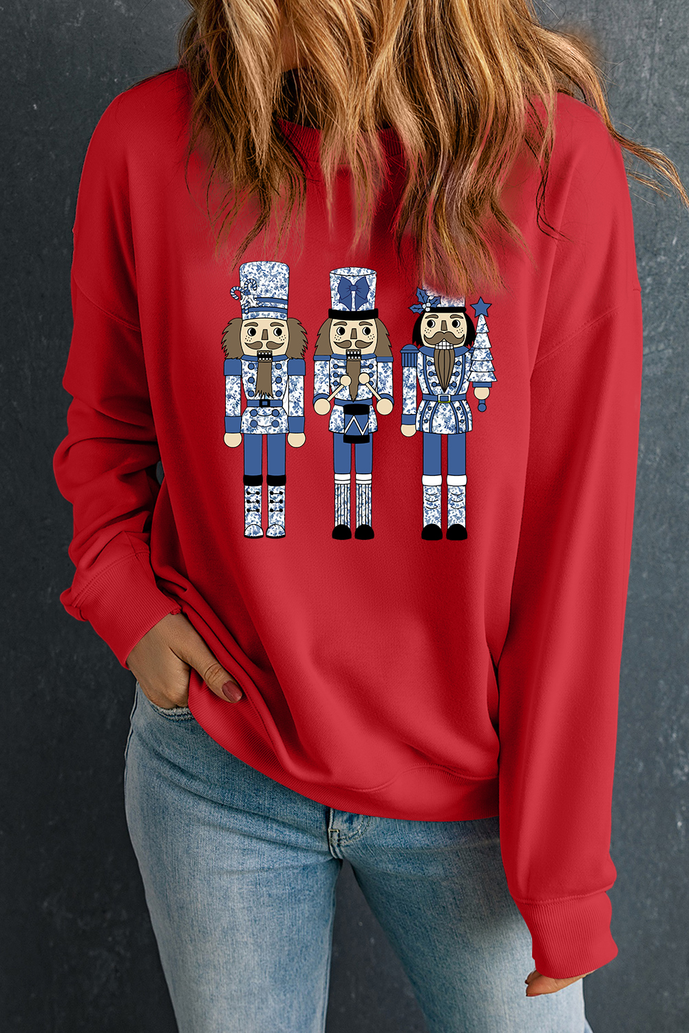 Red Christmas Nutcracker Men Guard Graphic Pullover Sweatshirt - loveforevers