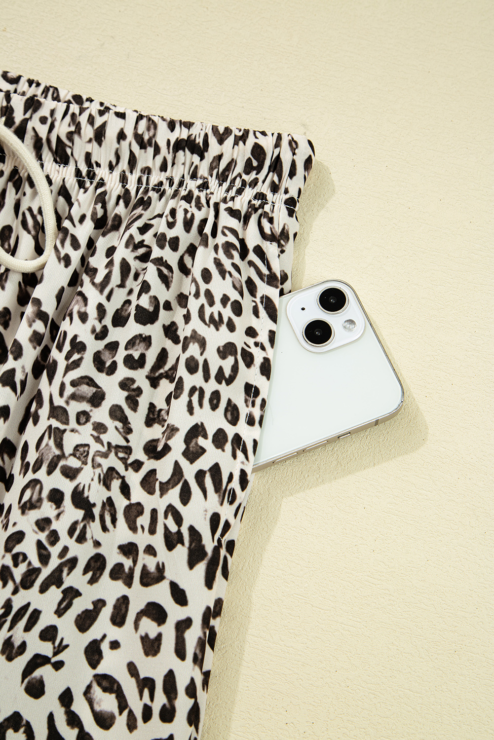 Brown Leopard Drawstring Elastic Waistband Loose Pants - loveforevers