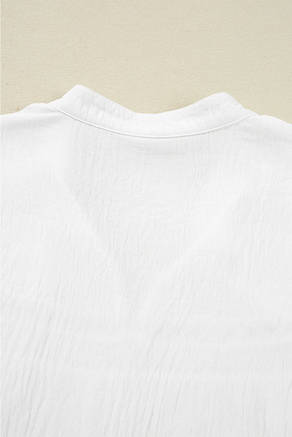 White Drawstring Lace Detail Puff Sleeve Split Neck Spring Fall Blouse - loveforevers