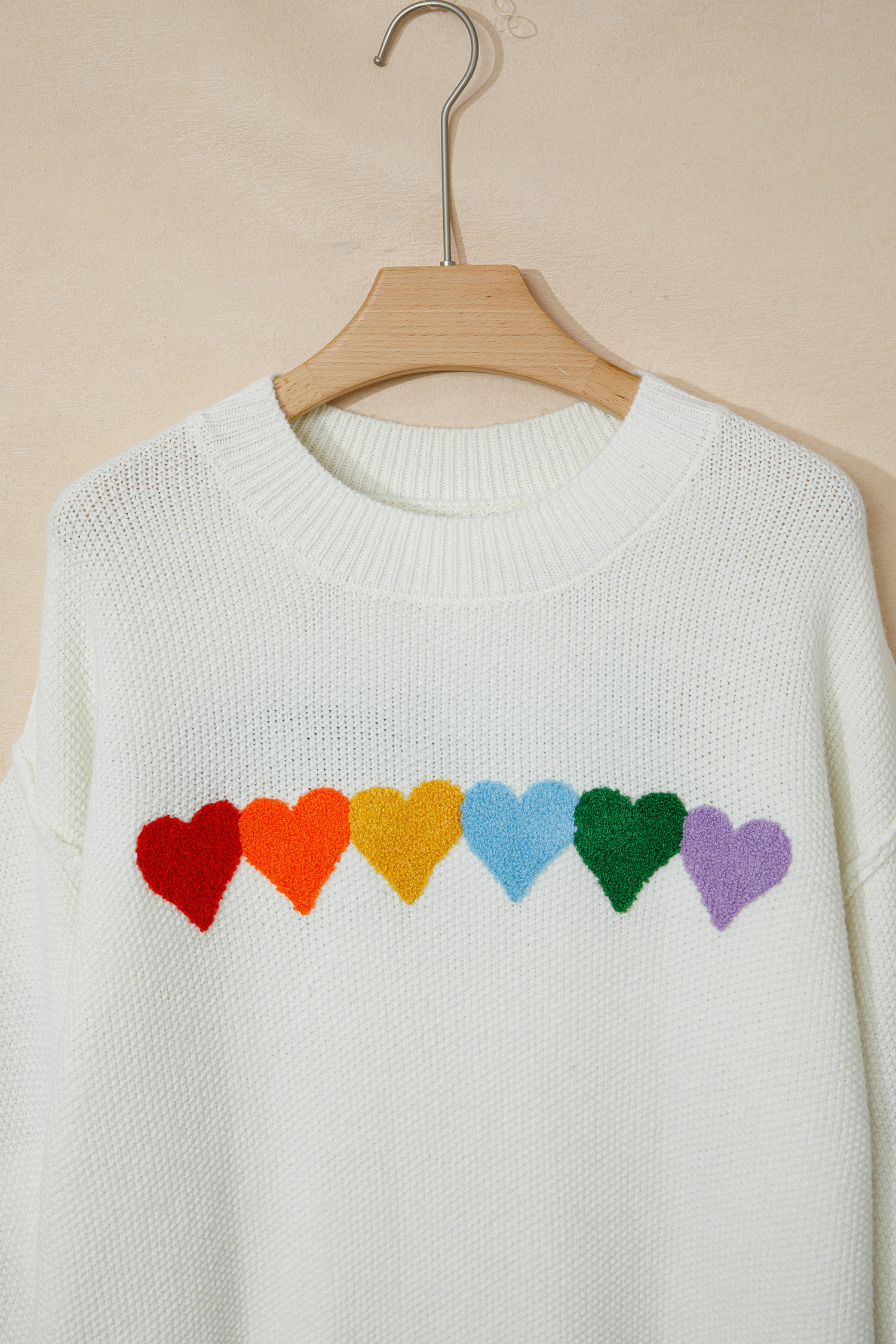 White Chenille Graphic Drop Shoulder Holiday Sweater - loveforevers
