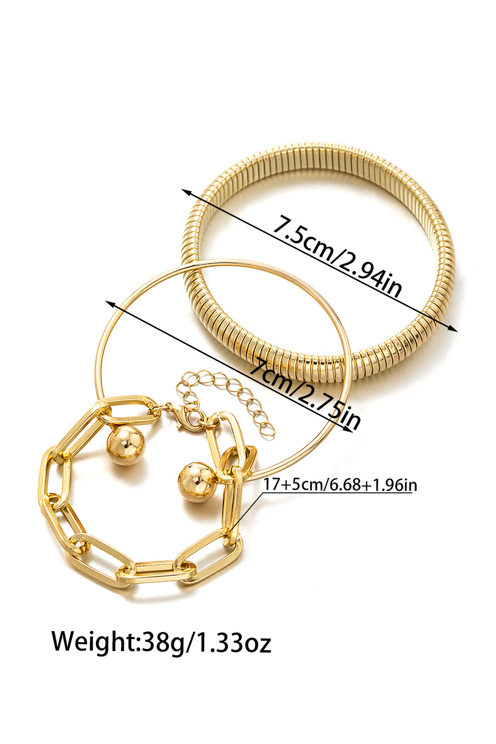 Gold Plated 3 Pieces Different Bracelets - loveforevers