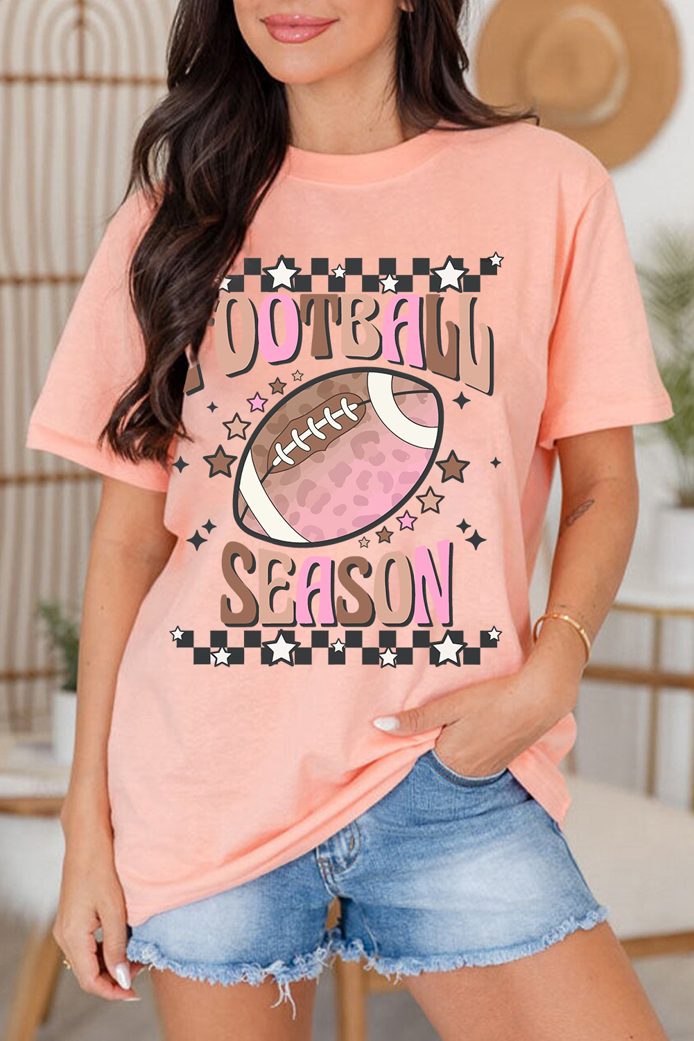 Pink FOOTBALL SEASON Graphic Game Day T Shirt - loveforevers