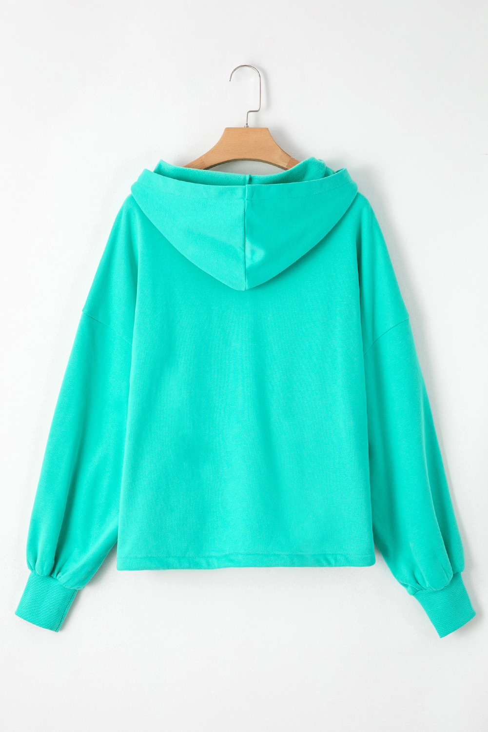 Bonbon Fleece Lined Half Zipper Kangaroo Pockets Loose Hoodie - loveforevers