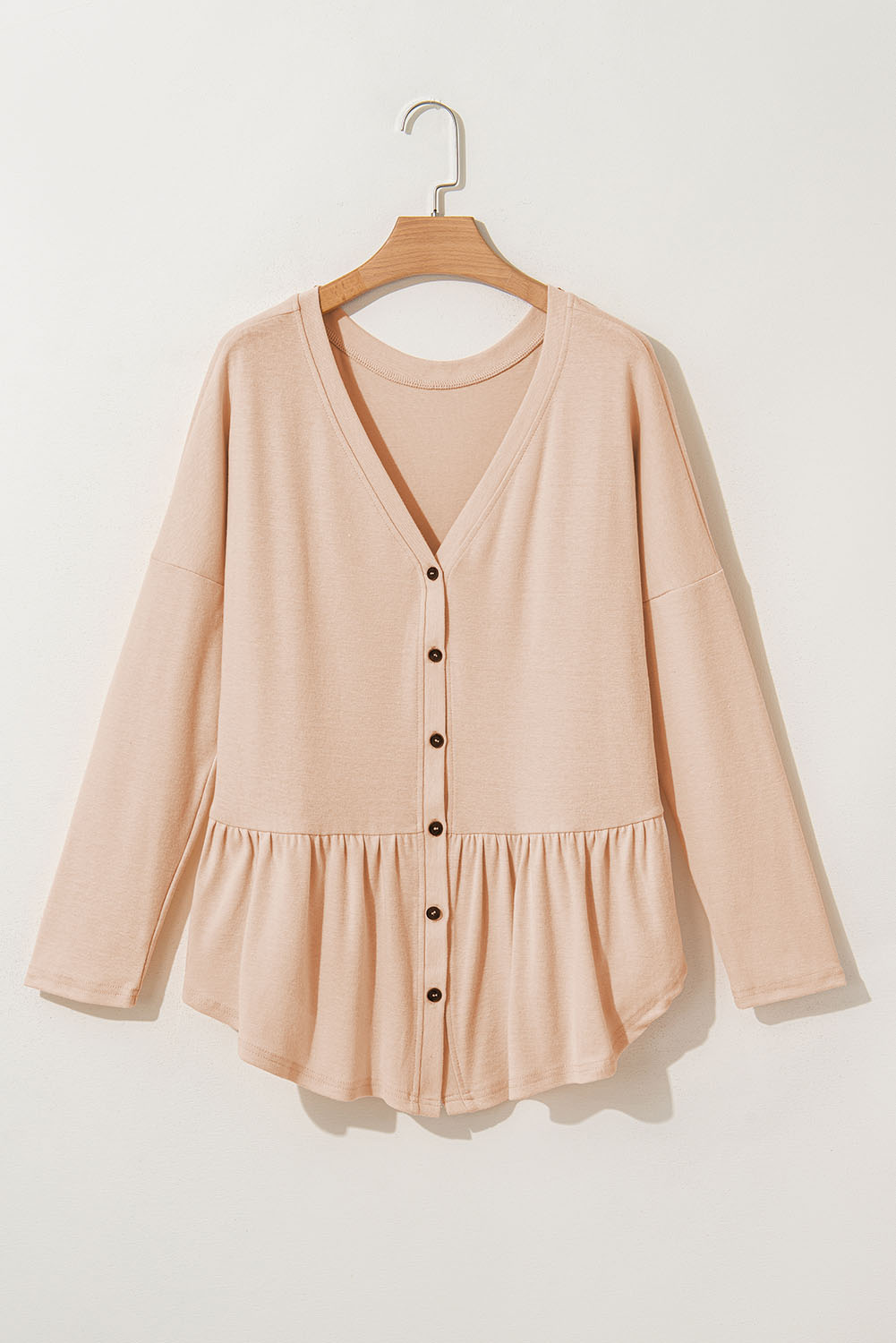 Jet Stream Ruffled V Neck Buttoned V Neck Shirt - loveforevers