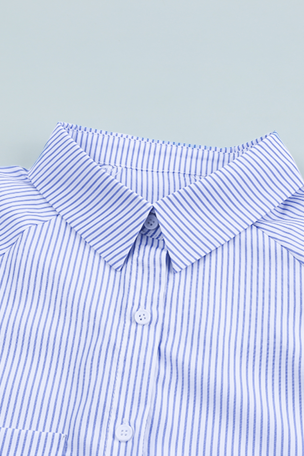 Red Stripe Smocked Cuffed Striped Boyfriend Shirt with Pocket - loveforevers