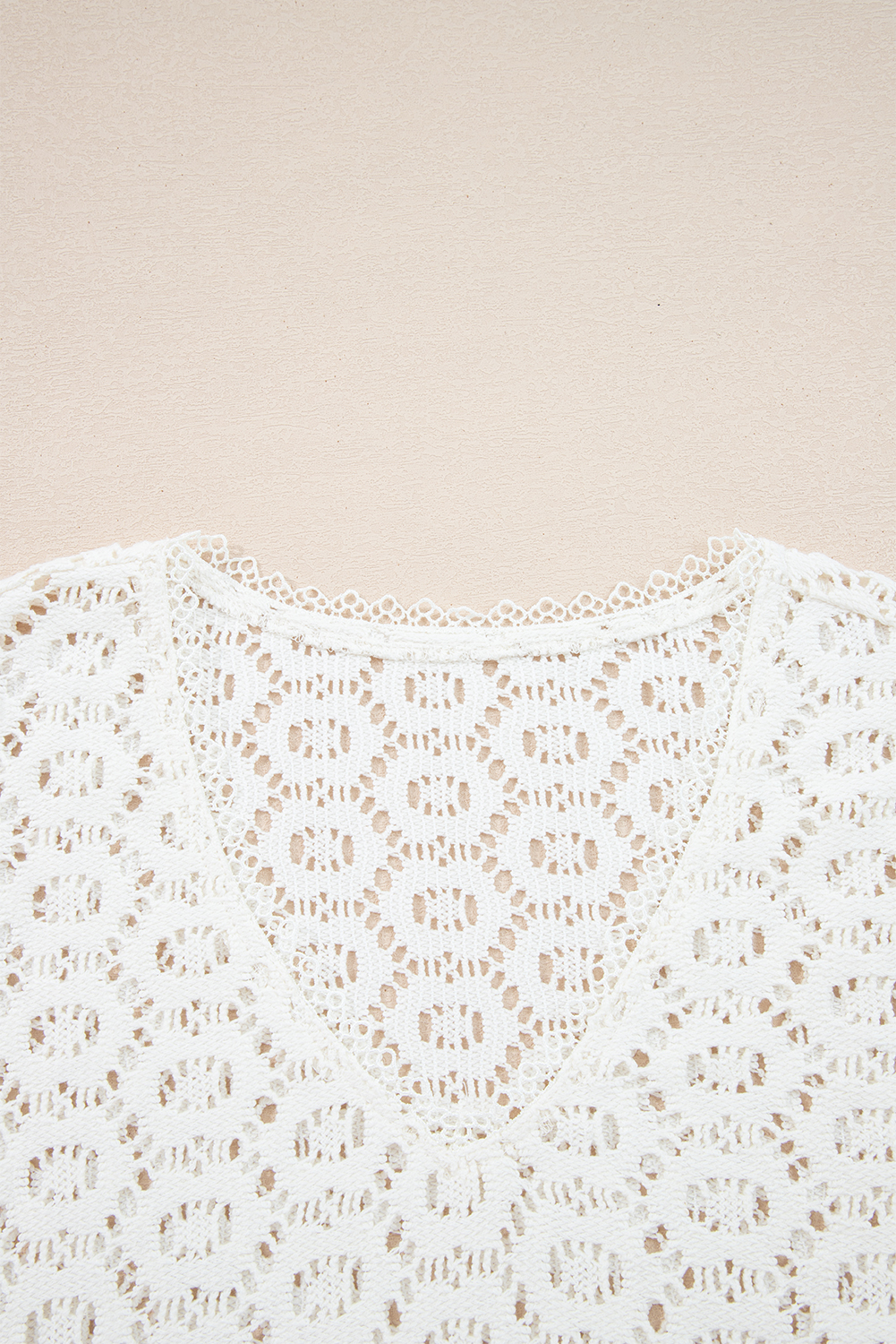 Beige Flower Lace V Neck Ruffled Sleeve Top - loveforevers