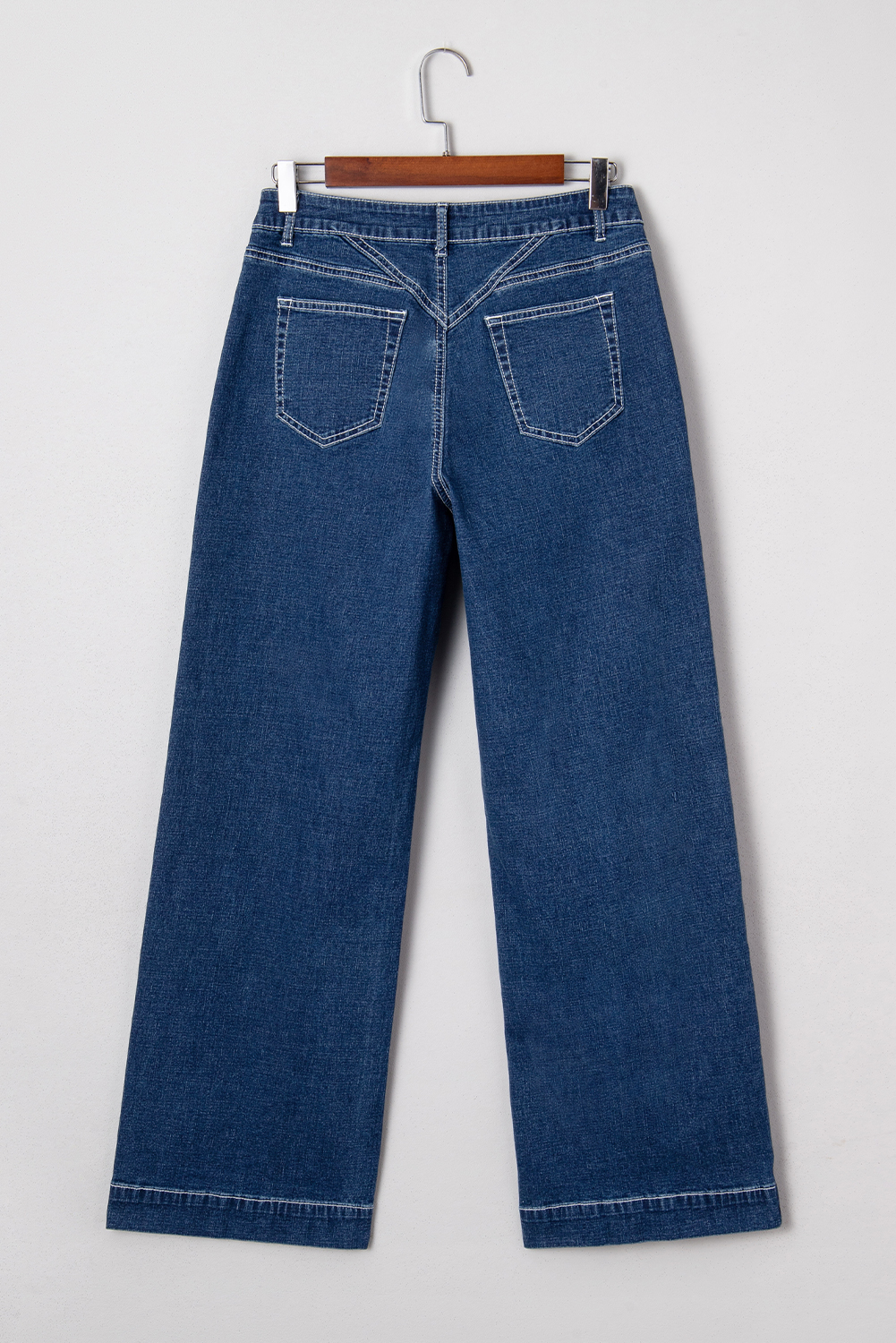 Sail Blue Stitched Waist Detail Loose Cuffed Jeans - loveforevers
