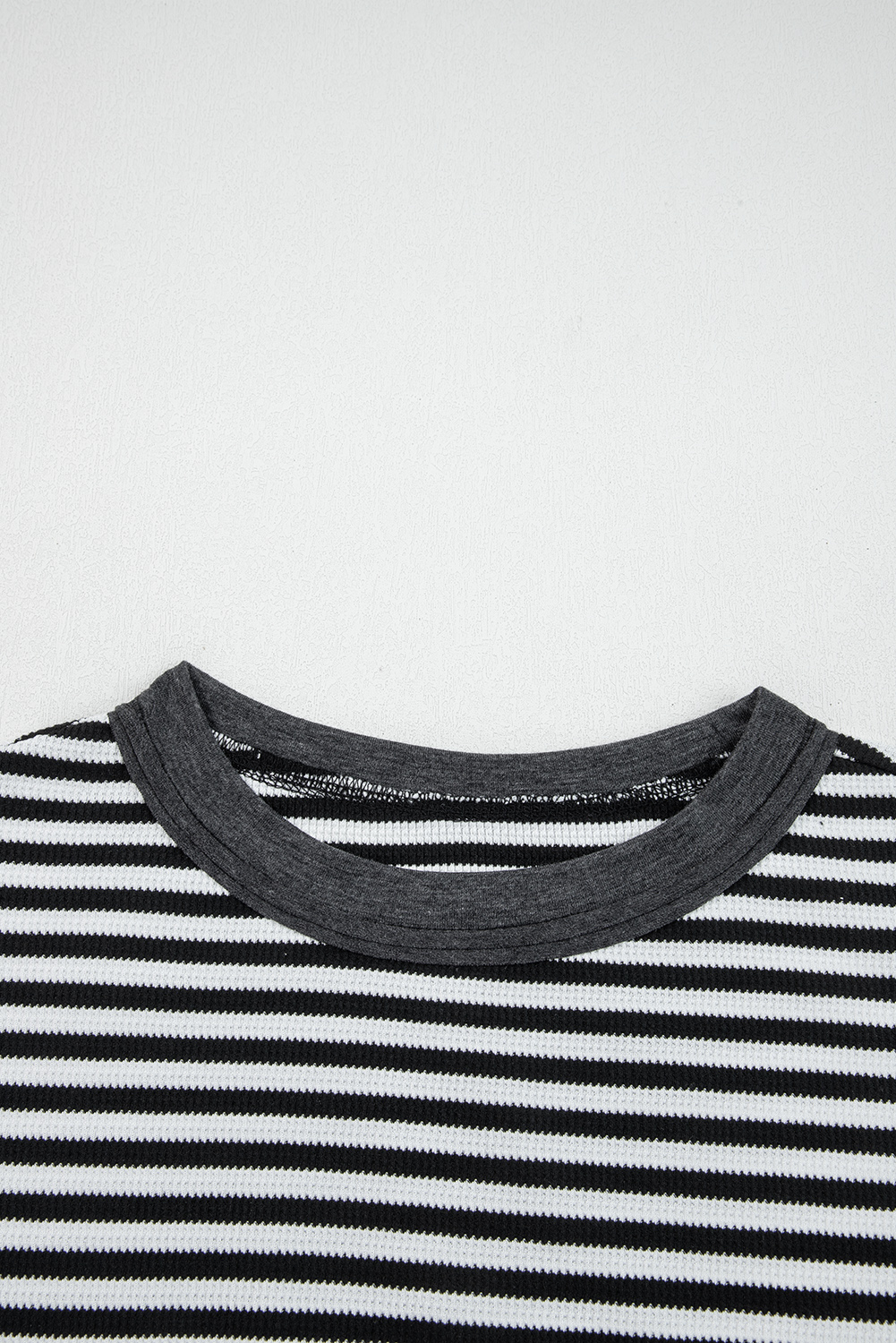 Dearlovers Green Stripe Thermal Knit Drop Shoulder Casual Top - loveforevers