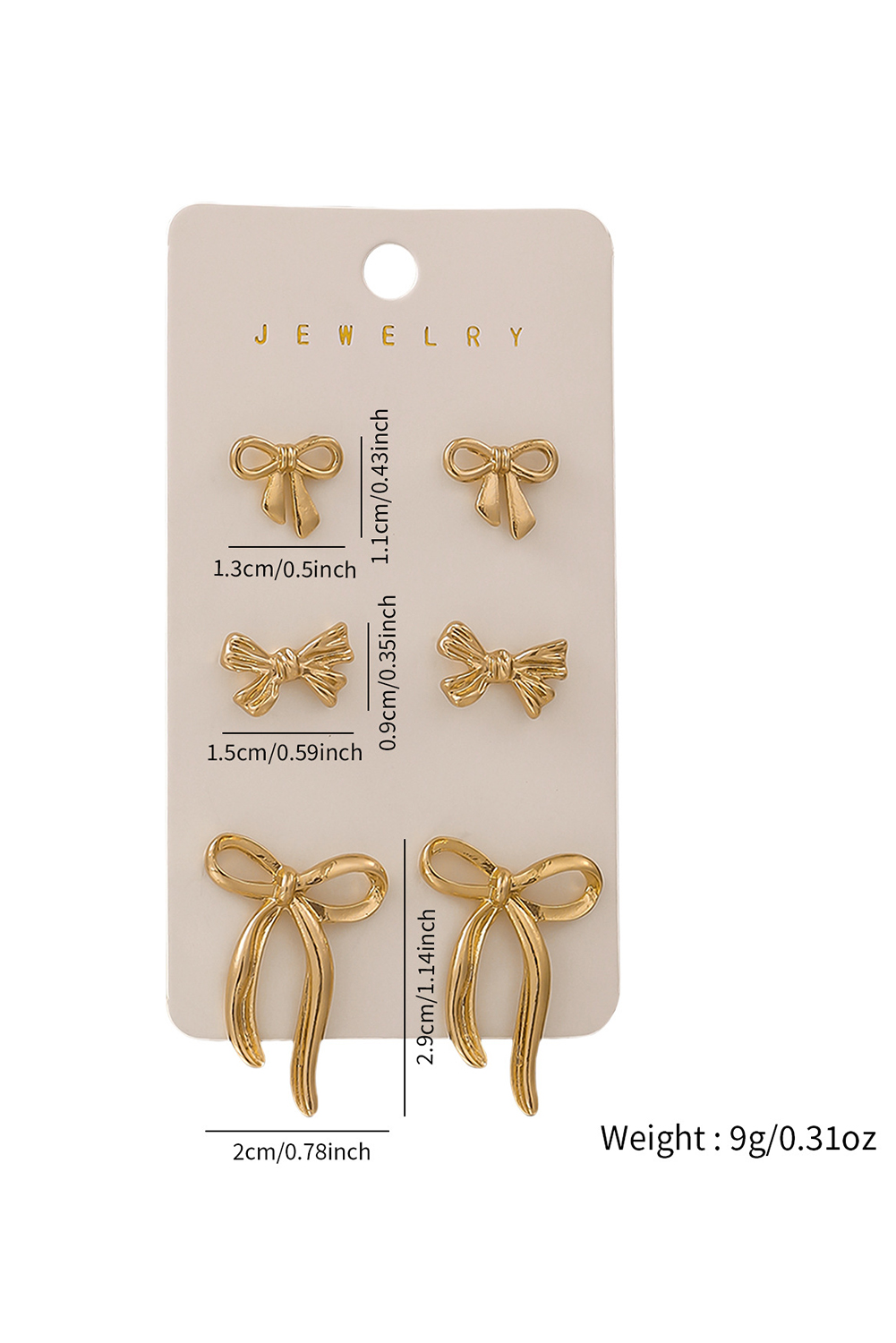 Gold Plated Stainless Alloy Bow Earring Set - loveforevers