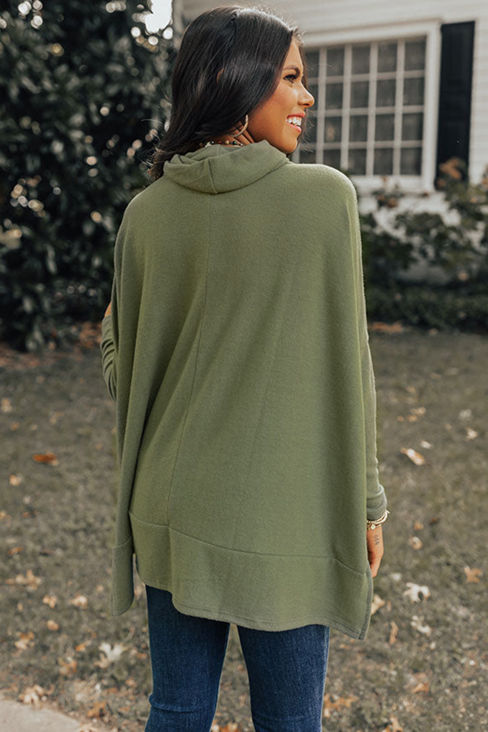 Jungle Green Cowl Neck Shift Tunic Top - loveforevers