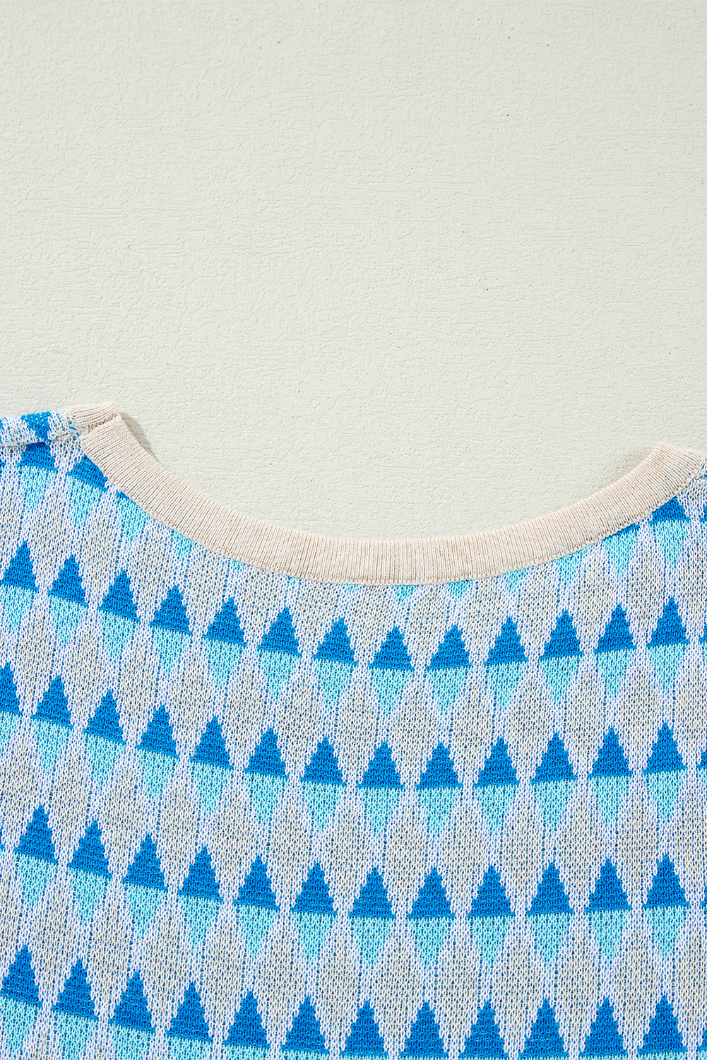 Sky Blue Stripe Geometric Print Round Neck Slim Fit Sweater Vest - loveforevers