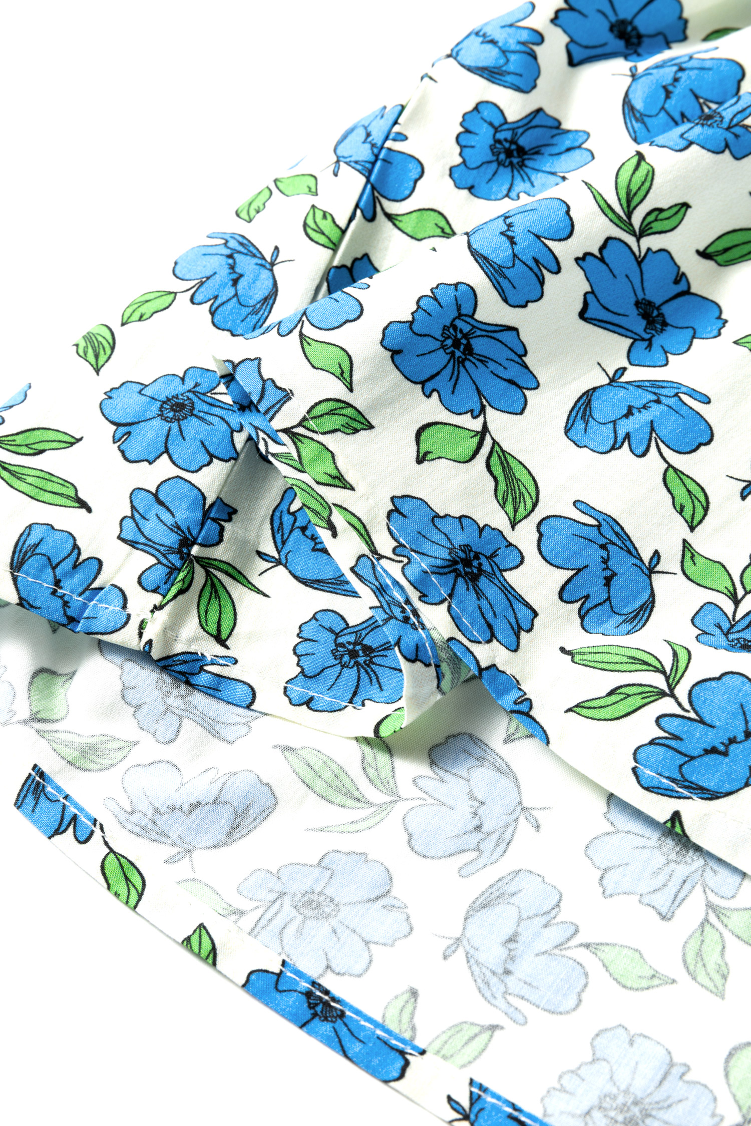 Sky Blue Tiered Flutter Sleeve Pleated Flower Blouse - loveforevers