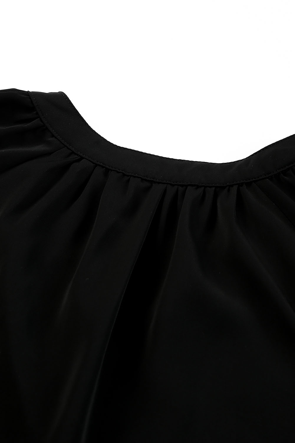 Black V Neck Long Puff Sleeve Top - loveforevers