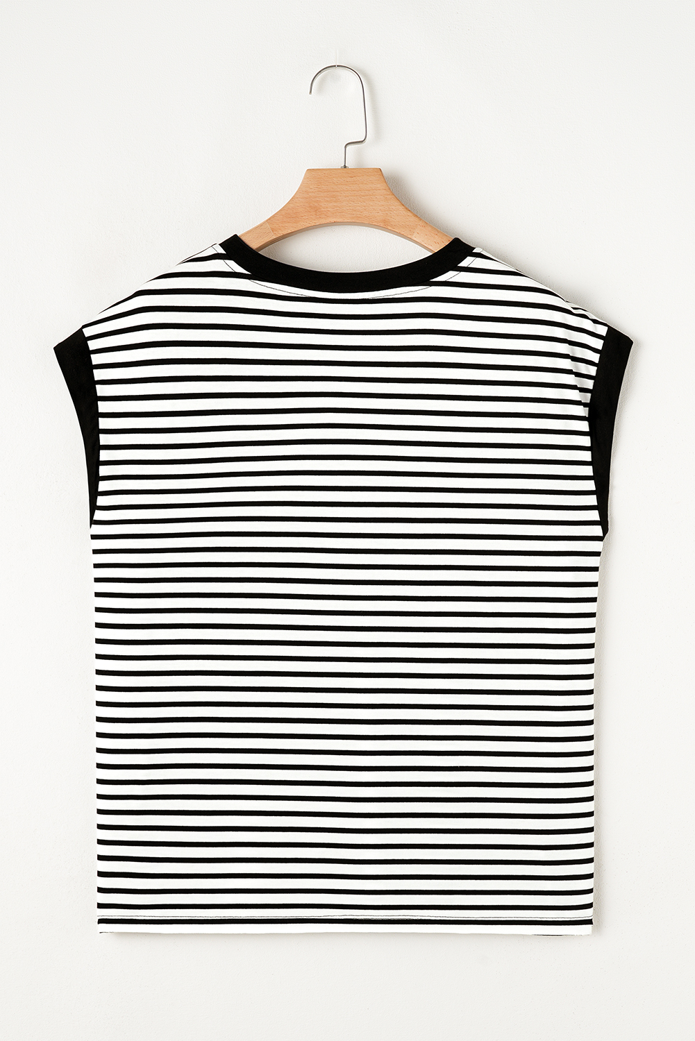 Black Stripe Sequined Lobster Patched Pocket Casual Tank Top - loveforevers