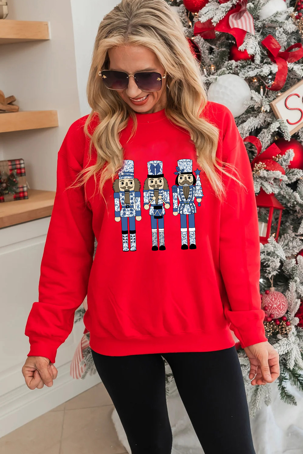 Red Christmas Nutcracker Men Guard Graphic Pullover Sweatshirt - loveforevers