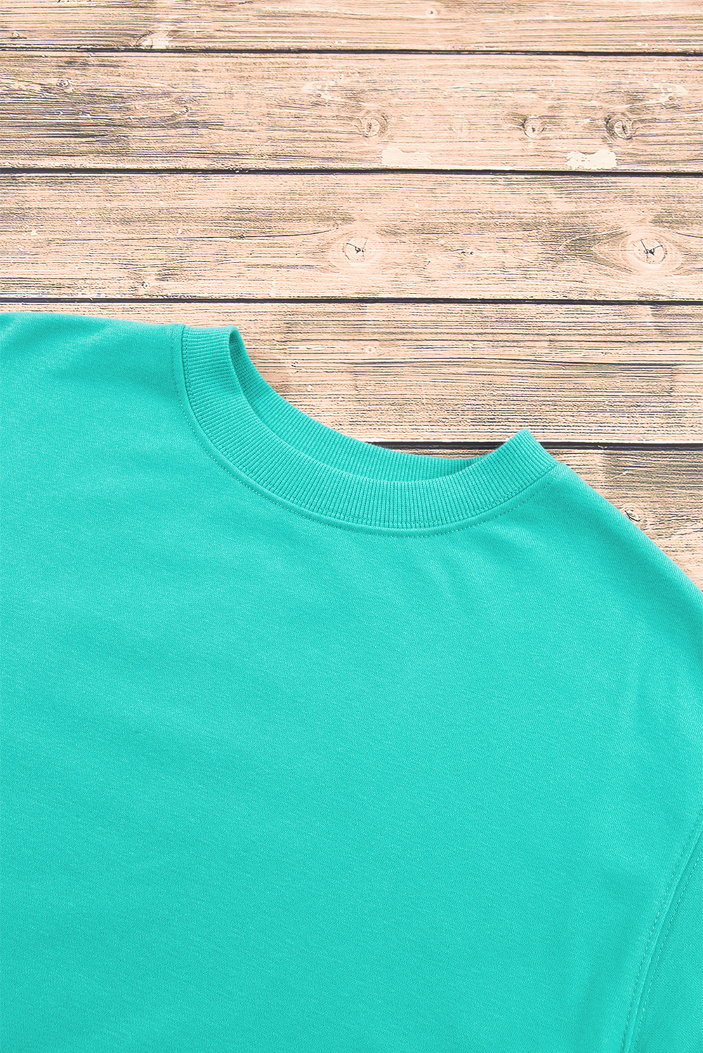 Navy Blue Plain Drop Shoulder Crewneck Pullover Sweatshirt - loveforevers