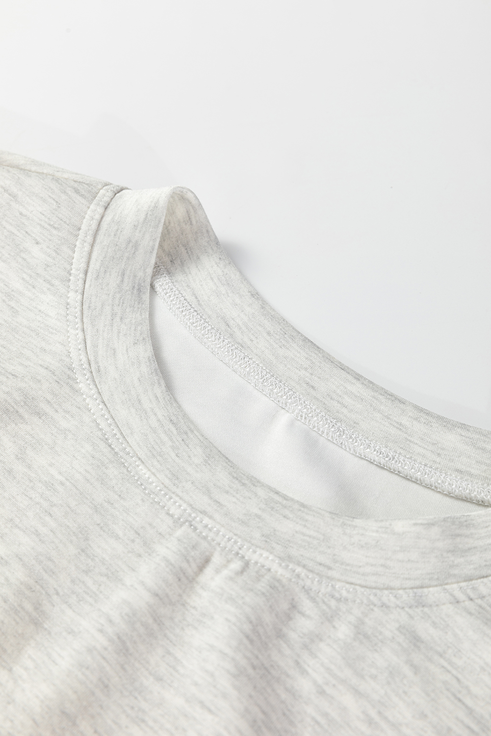 Light Grey Drawstring Waist Tunic Solid Sweatshirt - loveforevers