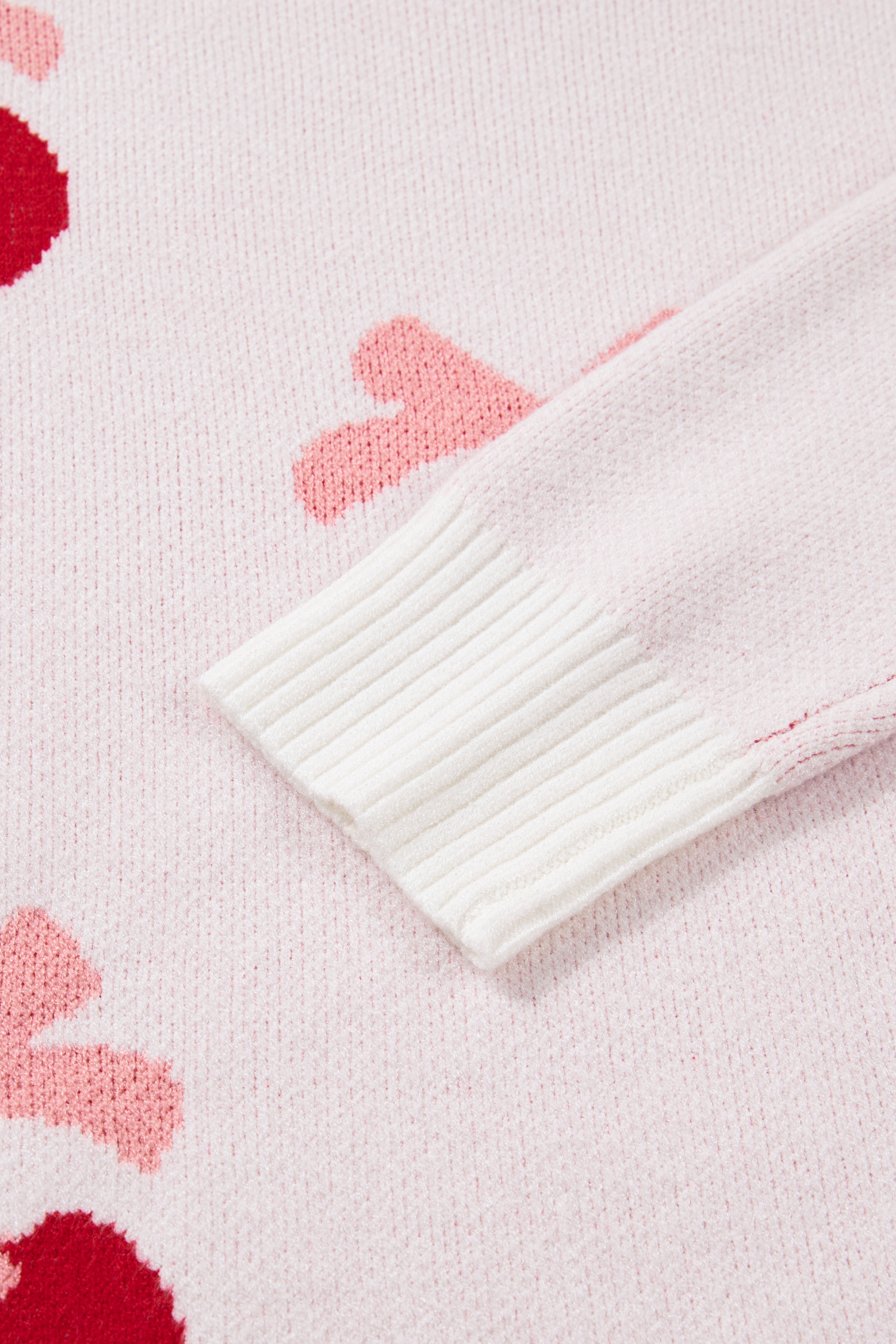 White Cherry Pattern Drop Shoulder Sweater - loveforevers
