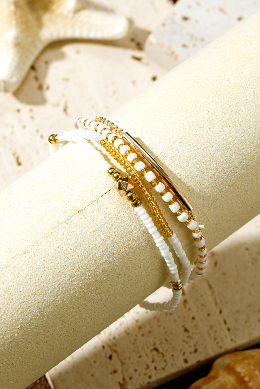 Gold Tiny Beaded Multi Layer Bracelet Set - loveforevers
