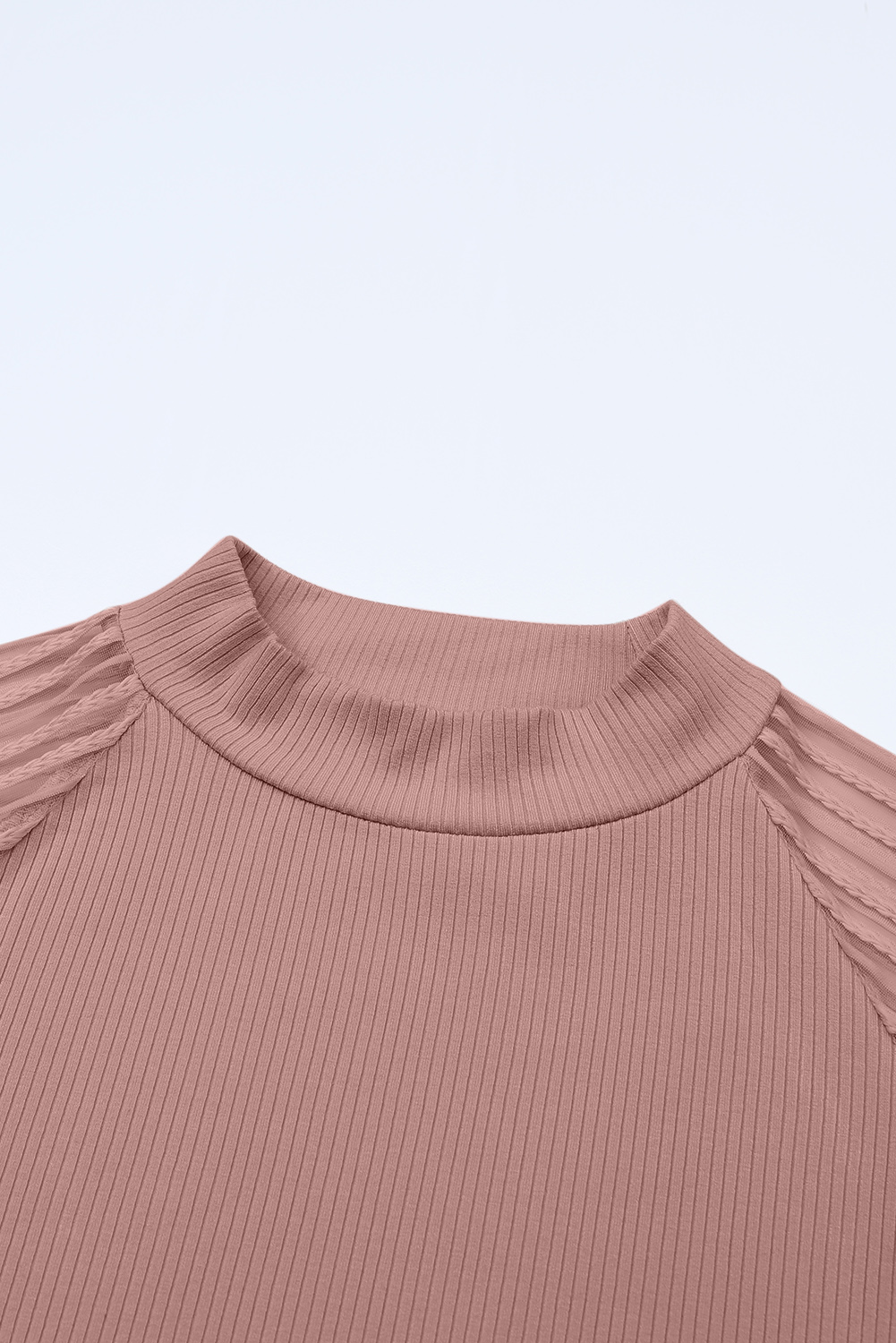 Gray Striped Mesh Long Sleeve Crewneck Ribbed Top - loveforevers