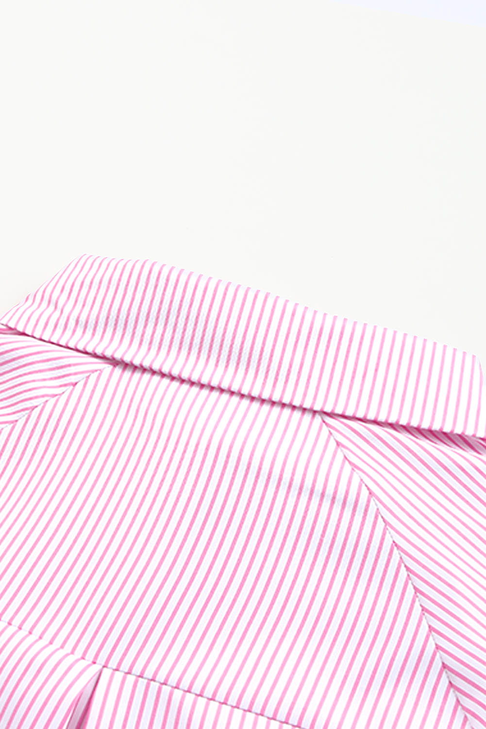 Red Stripe Smocked Cuffed Striped Boyfriend Shirt with Pocket - loveforevers
