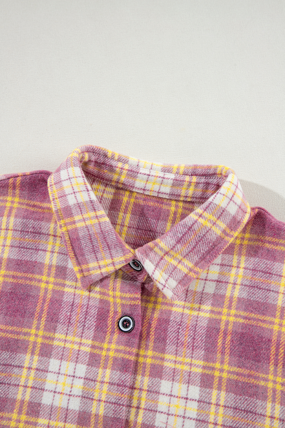 Pink Plaid Print Chest Pocket Long Sleeve Shacket - loveforevers
