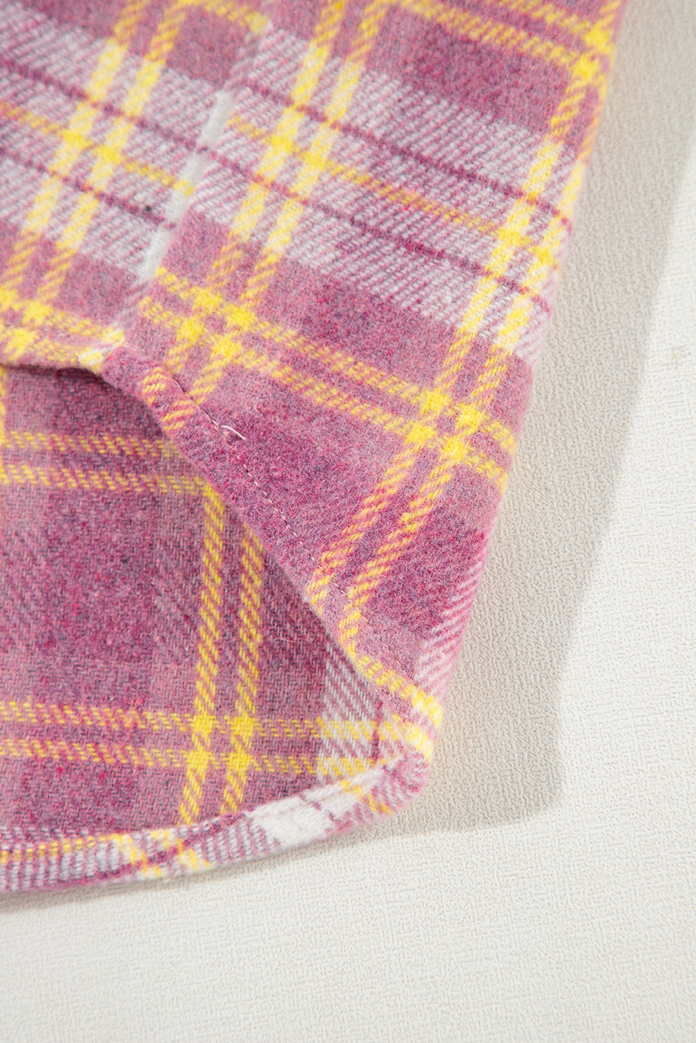 Pink Plaid Print Chest Pocket Long Sleeve Shacket - loveforevers