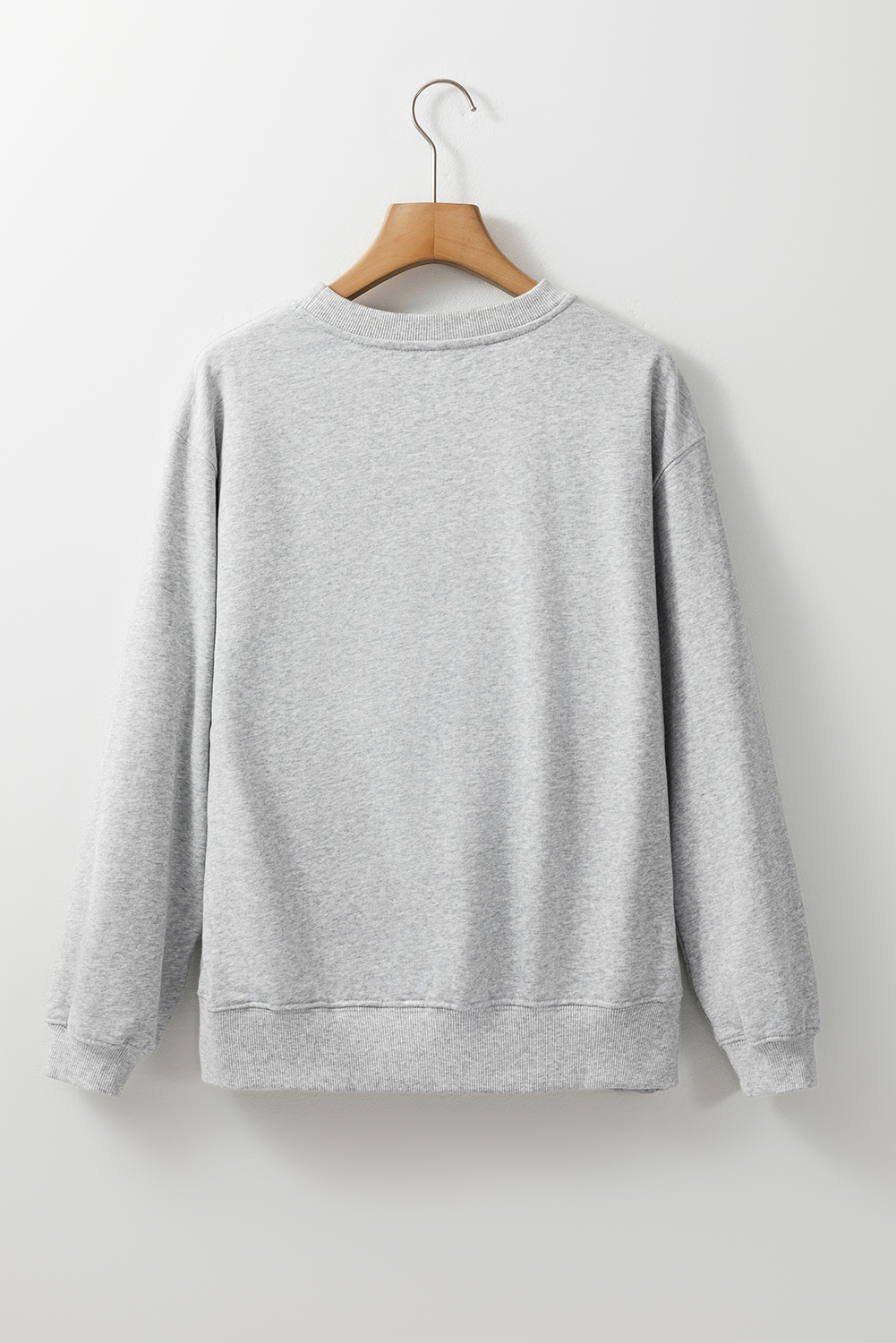 Navy Blue Plain Drop Shoulder Crewneck Pullover Sweatshirt - loveforevers