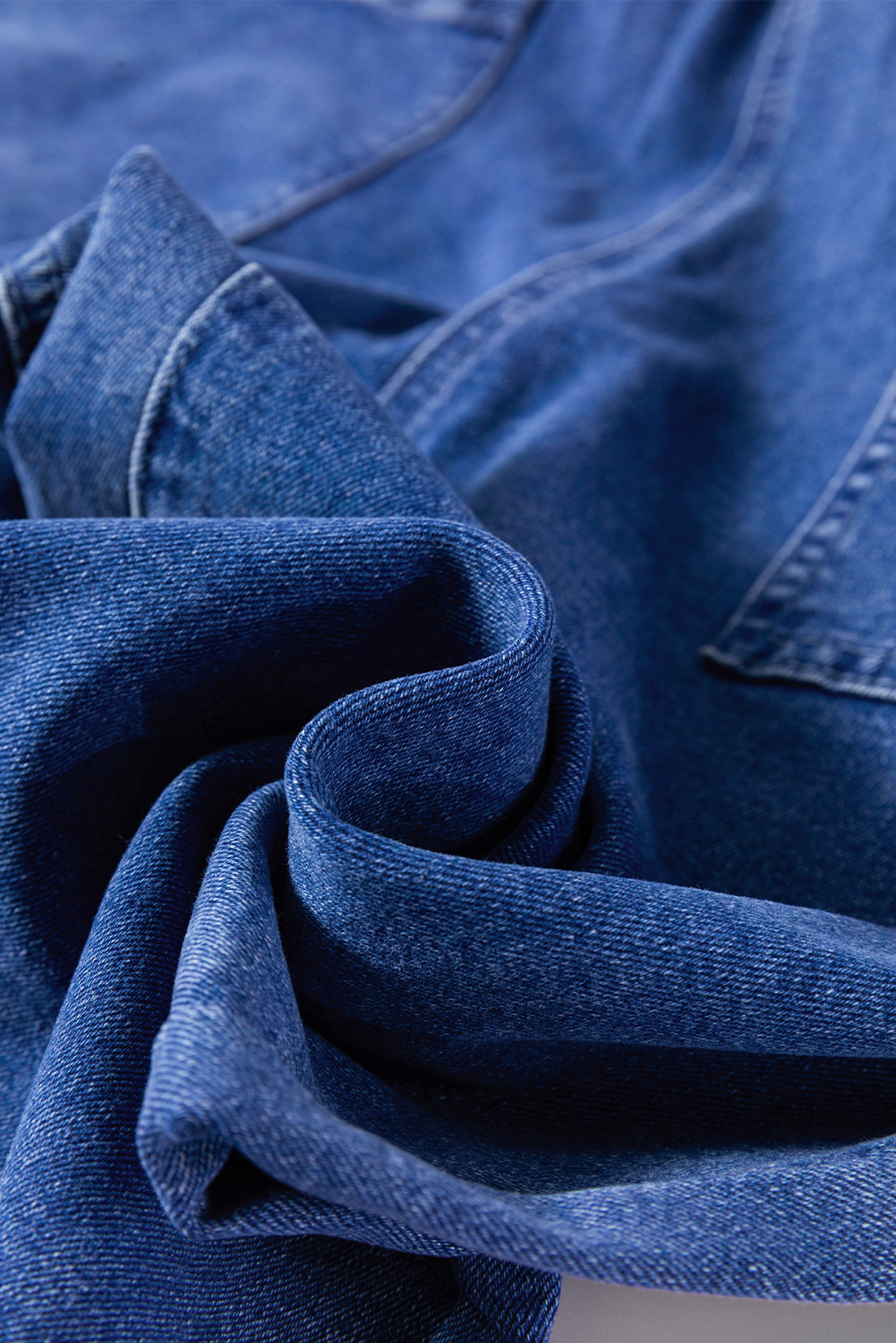 Prussian Blue Mineral Wash Knotted Strap Patched Pocket Wide Leg Denim Overall - loveforevers