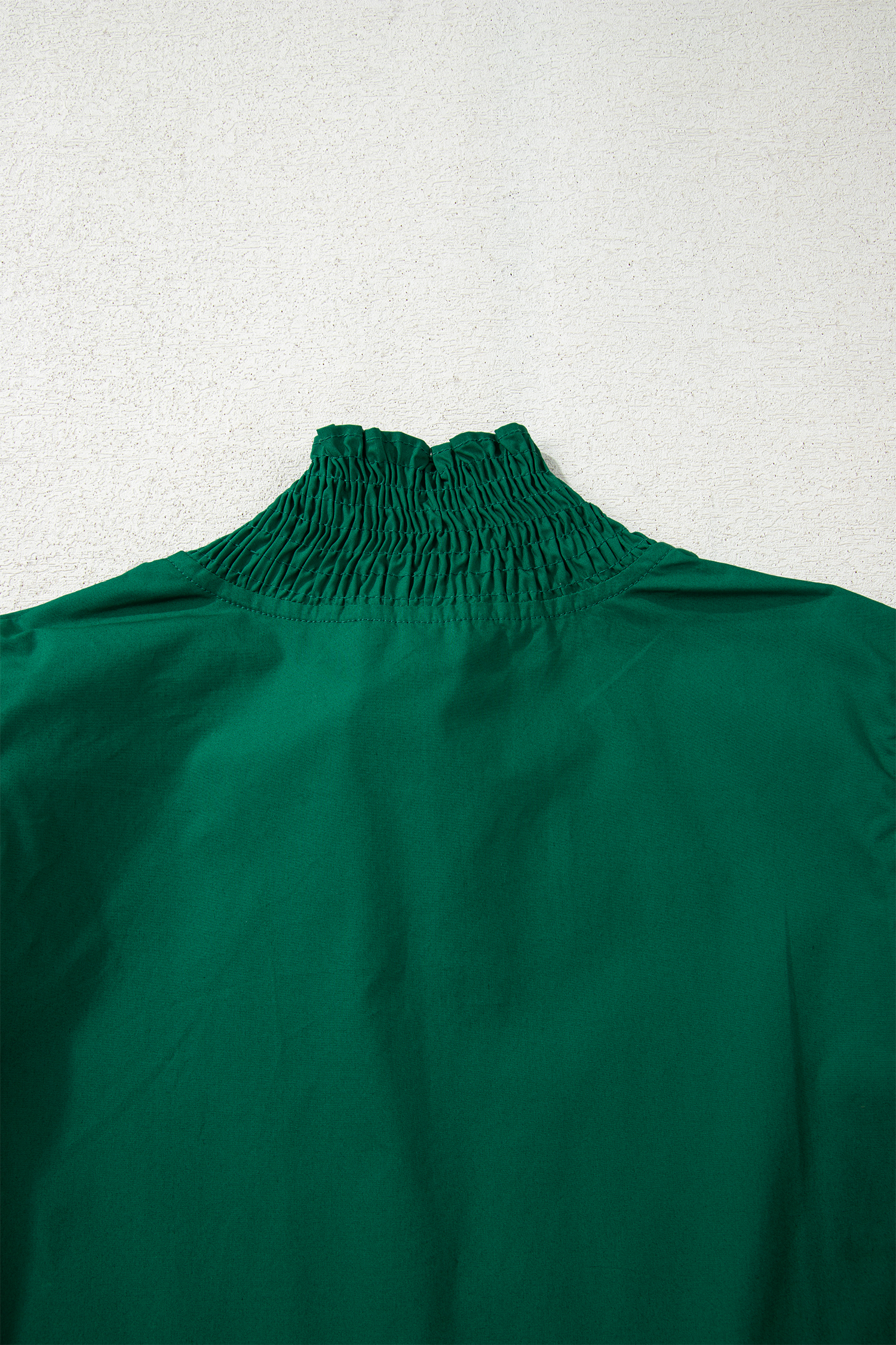 Evergreen Puffy Flounce Sleeve Leopard Trim V Neck Blouse - loveforevers