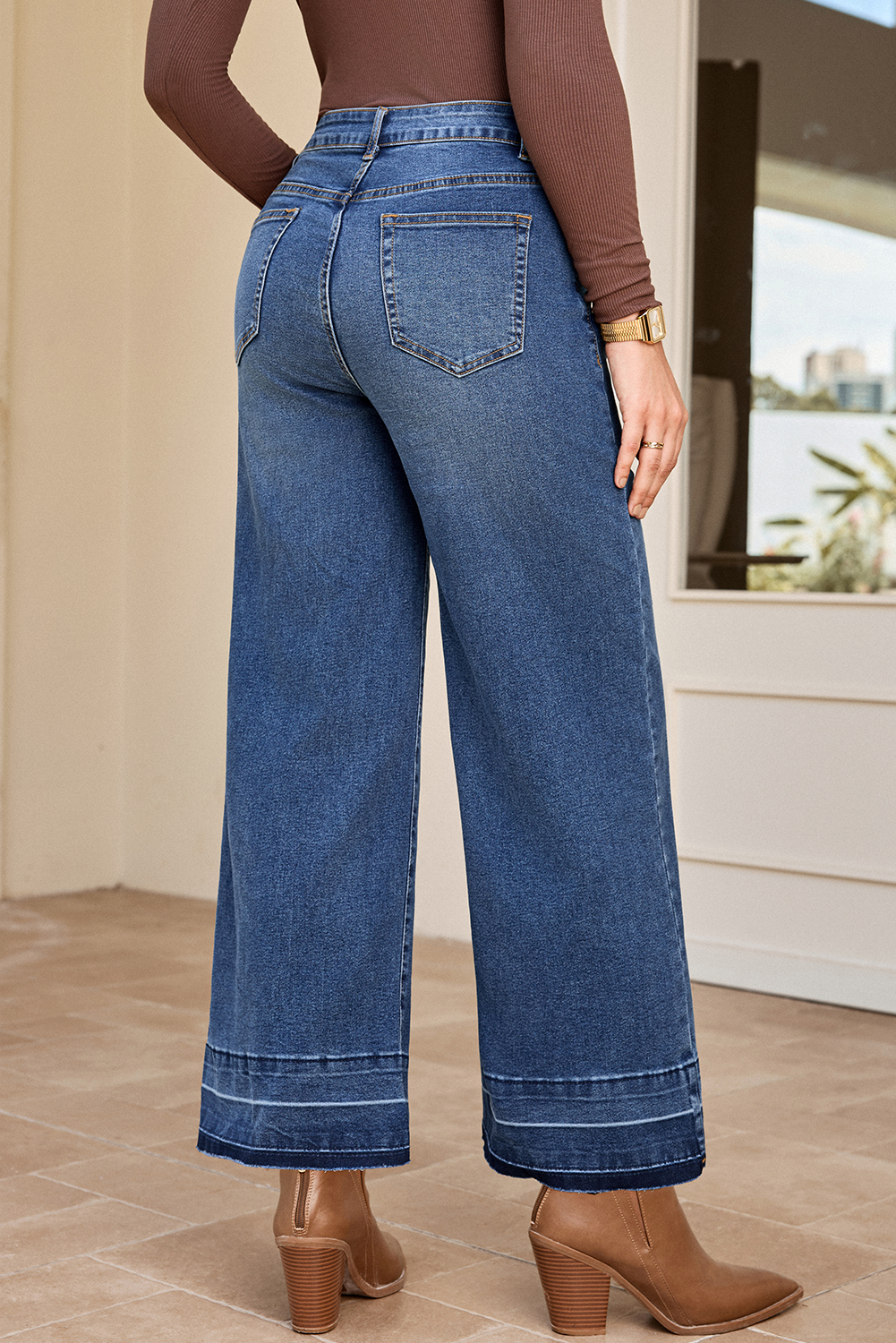 Gray Raw Hem Straight Leg Loose High Waist Jeans - loveforevers
