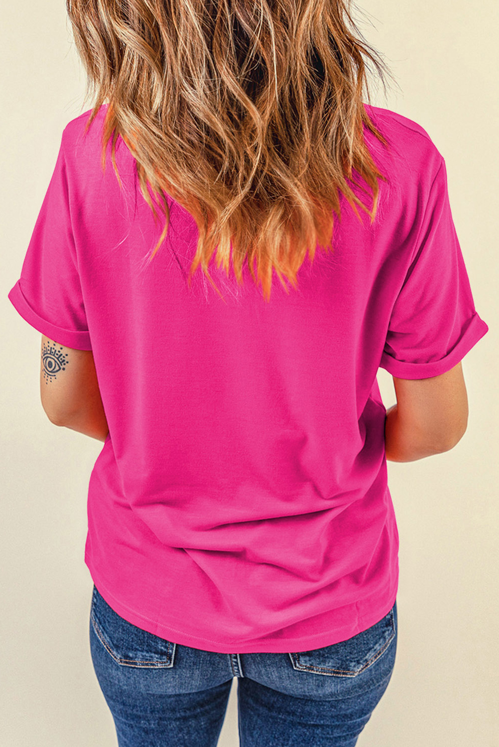 Rose Red Glitter he is risen Cross Printed Crewneck Tee - loveforevers