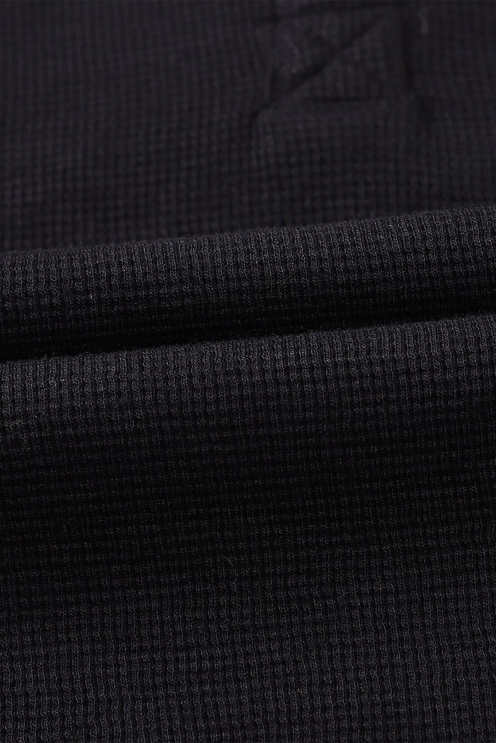 Black Waffle Knit Henley Top - loveforevers