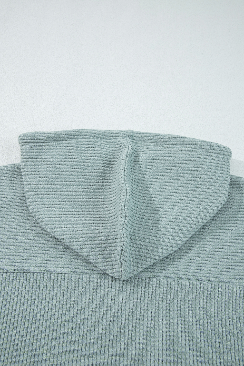 Clearly Aqua Ribbed Drop Shoulder Knit Hoodie - loveforevers