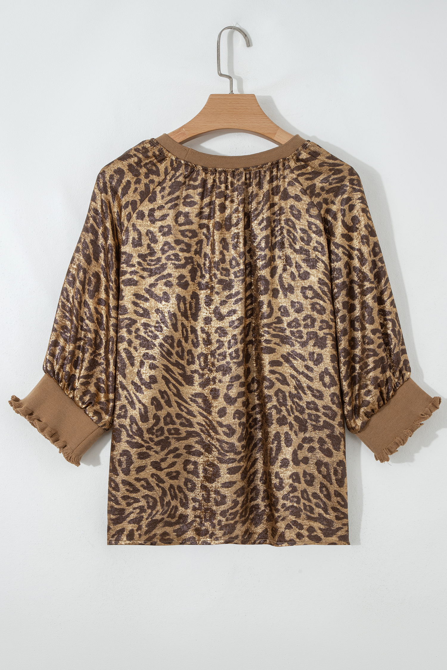 Gold  Half Sleeve Metallic Leopard Print Blouse - loveforevers