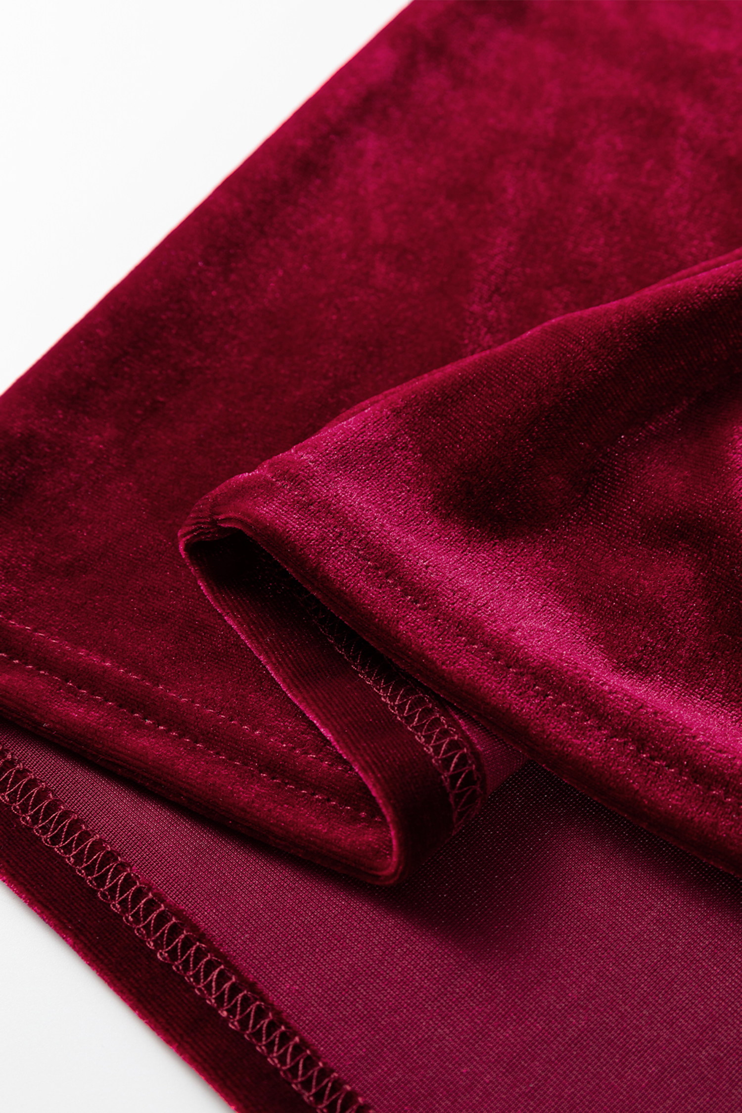Red Dahlia Asymmetric Button Keyhole Neck Long Sleeve Velvet Blouse - loveforevers