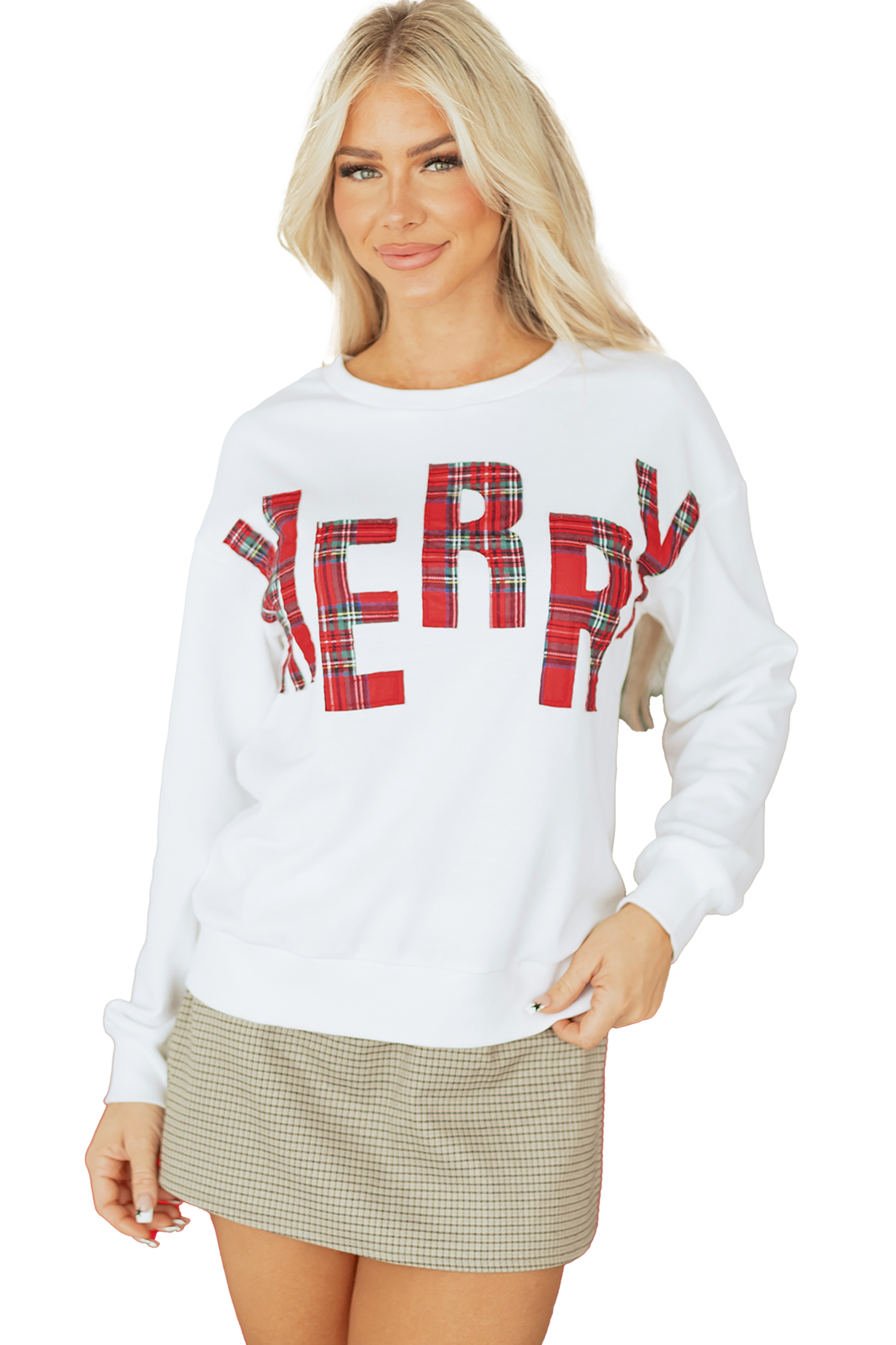 White Plaid MERRY Christmas Vacation Sweatshirt - loveforevers