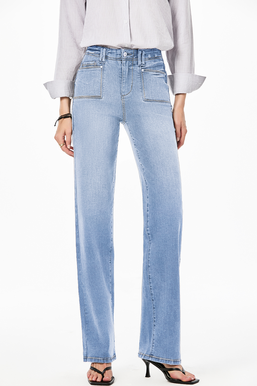 Beau Blue Loose Straight Leg Cropped High Waist Jeans - loveforevers