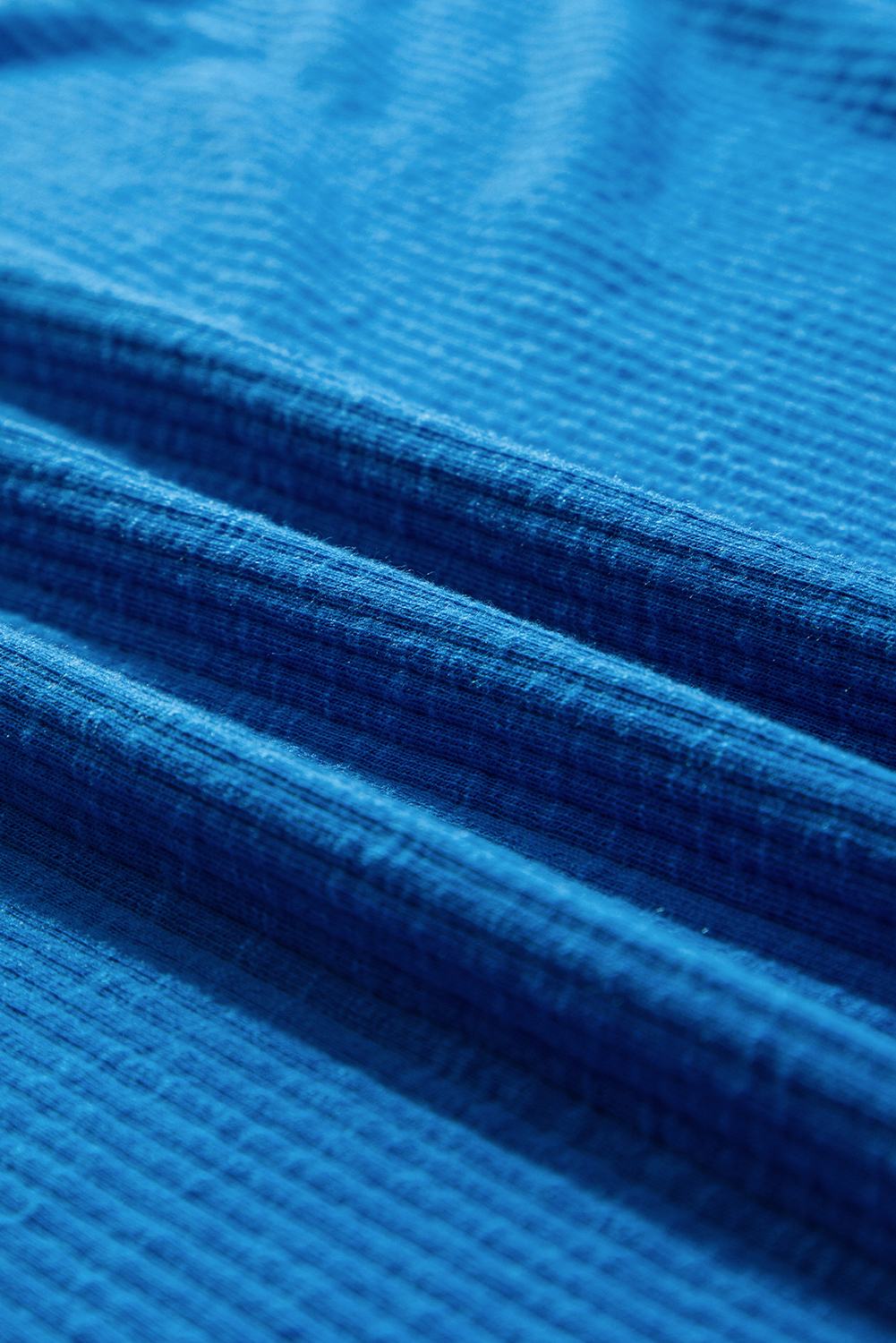 Blue Ribbed Exposed Seam Knit V Neck Long Sleeve Top - loveforevers