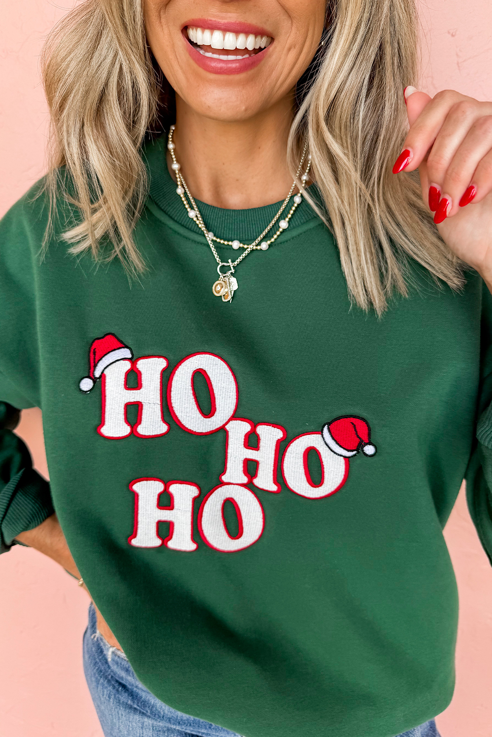 Evergreen Embroidered Letter Graphic Christmas Fashion Sweatshirt - loveforevers