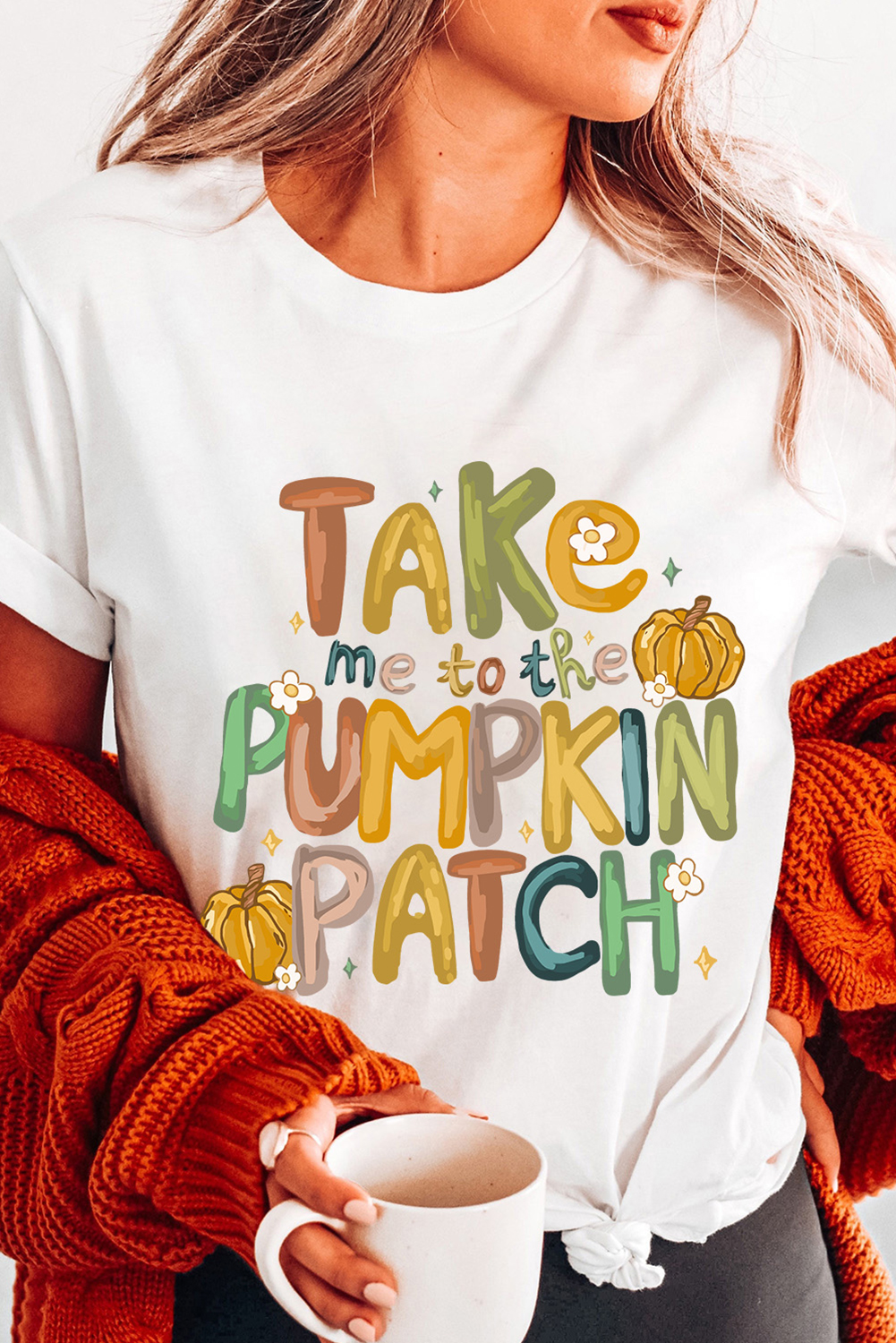 White Take Me To The Pumpkin Patch Cotton Blend T Shirt - loveforevers