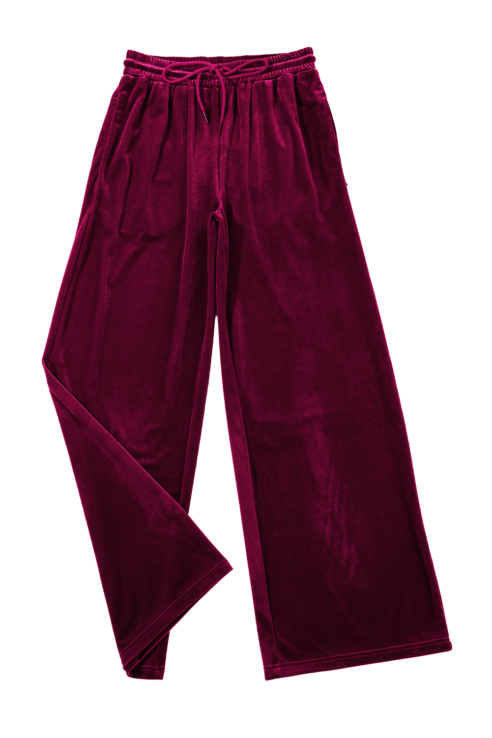 Evergreen Solid Drawstring Waist Wide Leg Pants - loveforevers