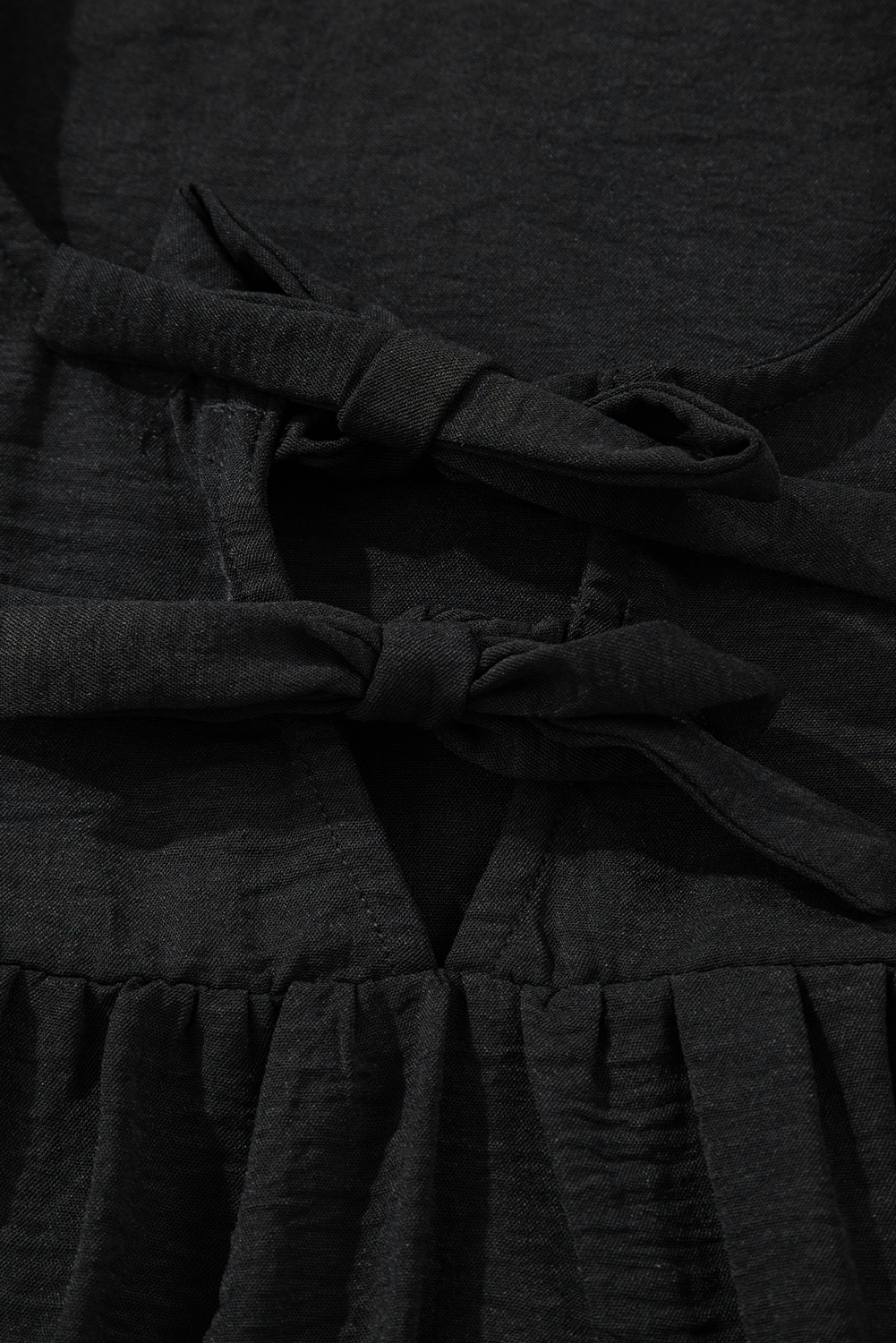 Black Bow Tie Neck 3/4 Sleeve Casual Blouse - loveforevers