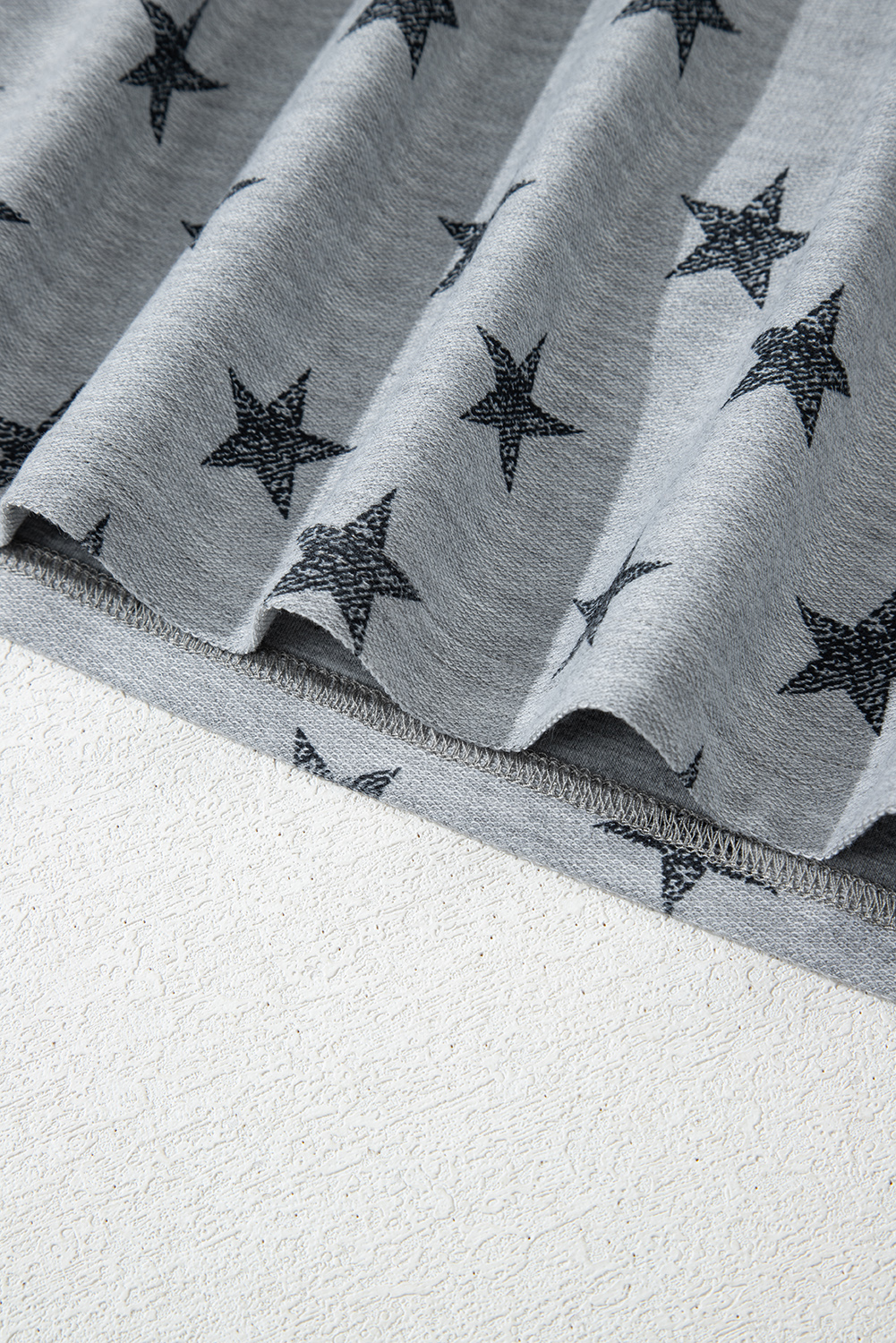 Gray Star Print Tiered Ruffled Sleeve Crew Neck T Shirt - loveforevers