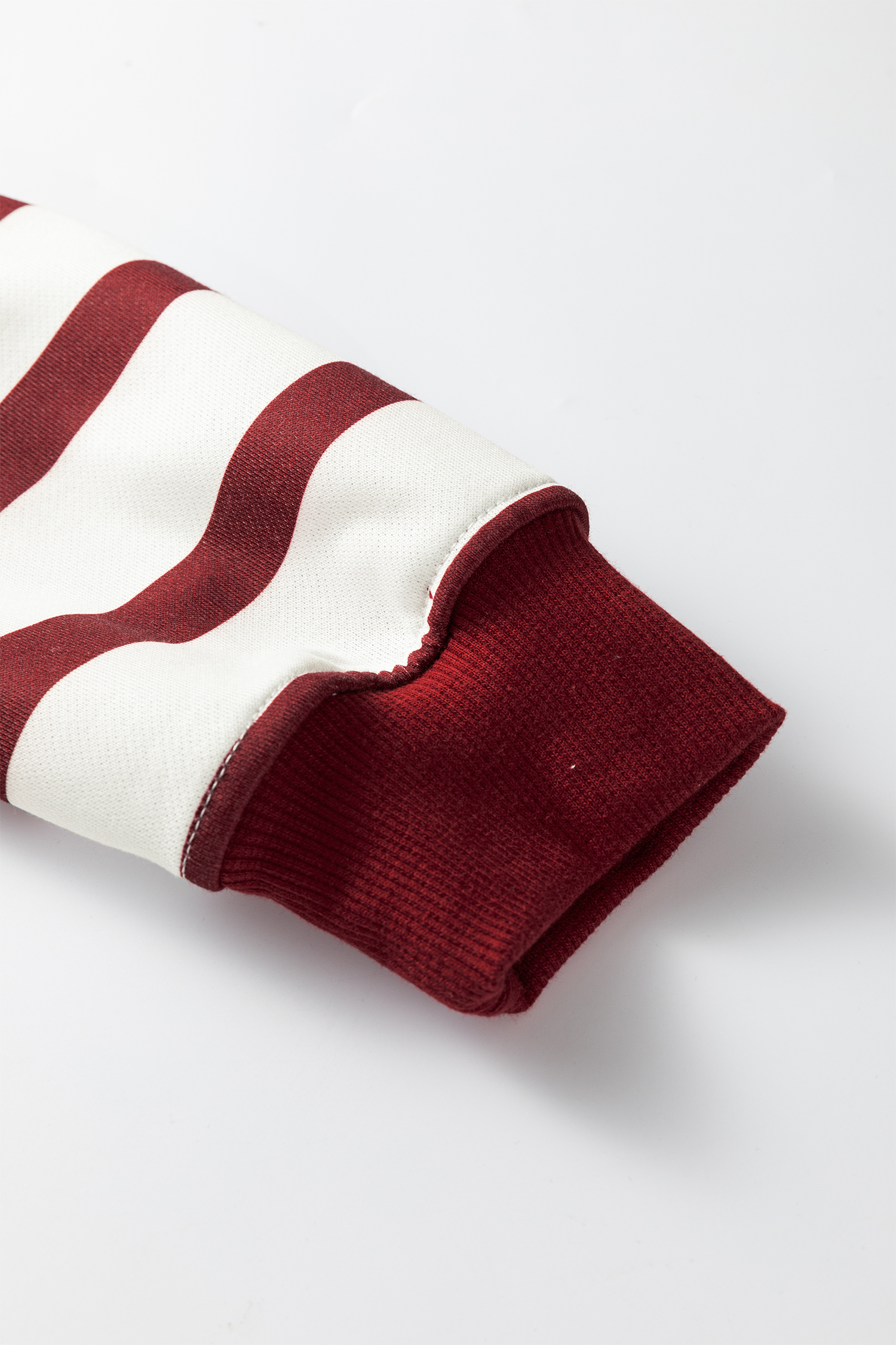 Red Stripe Pullover Hoodie Ribbed Solid Pants 2pcs Set Outfit - loveforevers