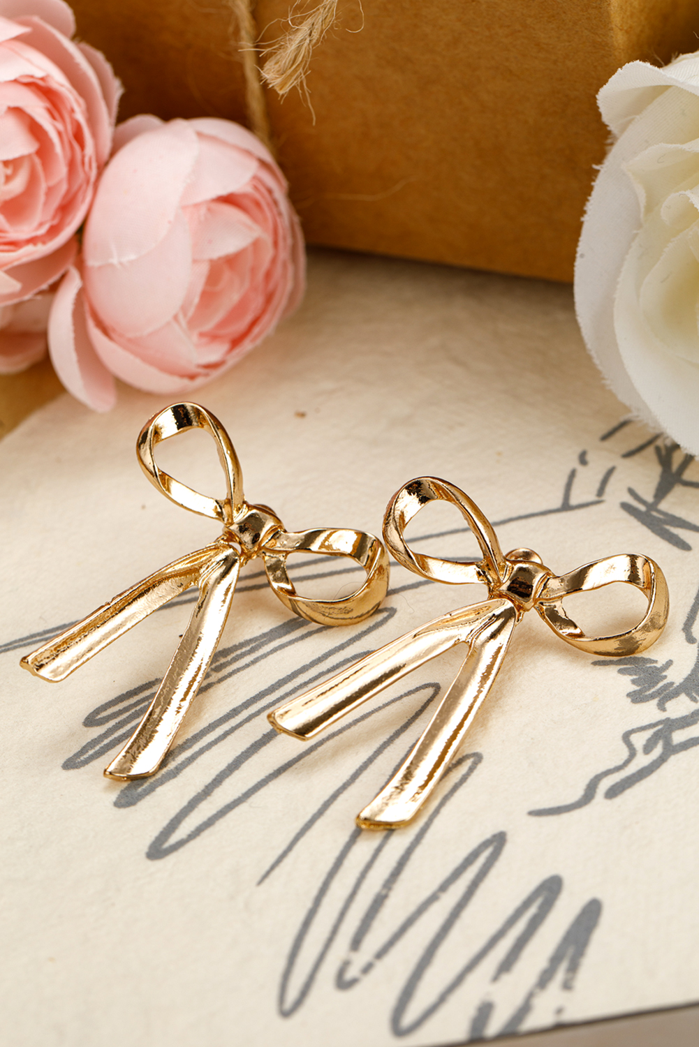 Gold Bow Knot Plated Alloy Stud Earrings - loveforevers