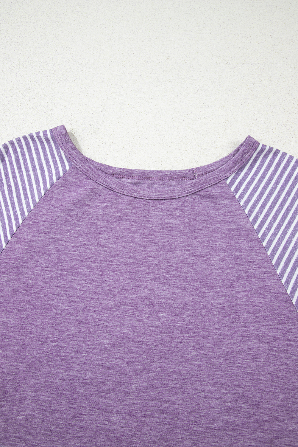 Tillandsia Purple Contrast Print Striped Raglan Long Sleeve Loose Top - loveforevers