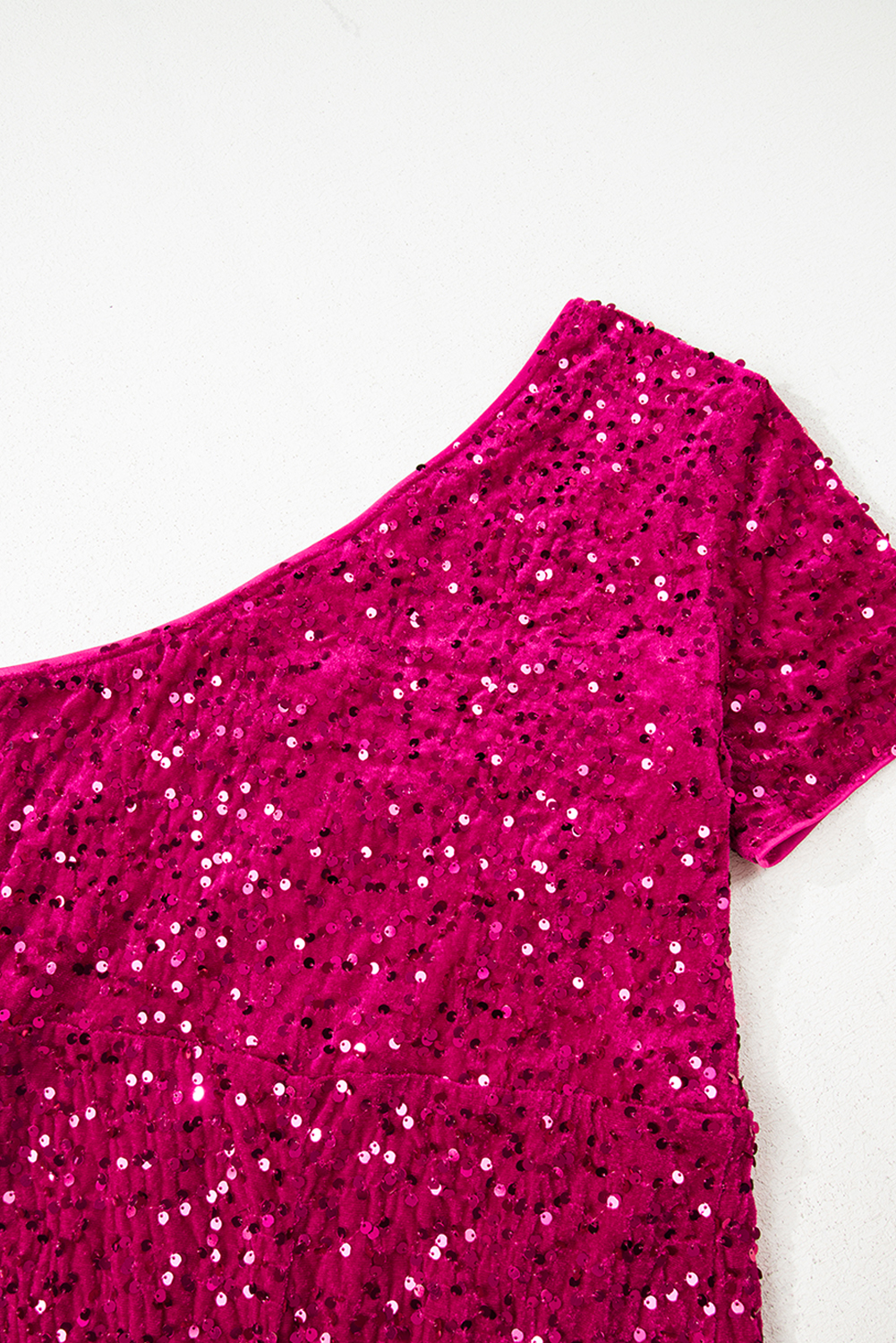 Pitaya Pink One Shoulder Thigh High Split Bodycon Sequin Gown - loveforevers