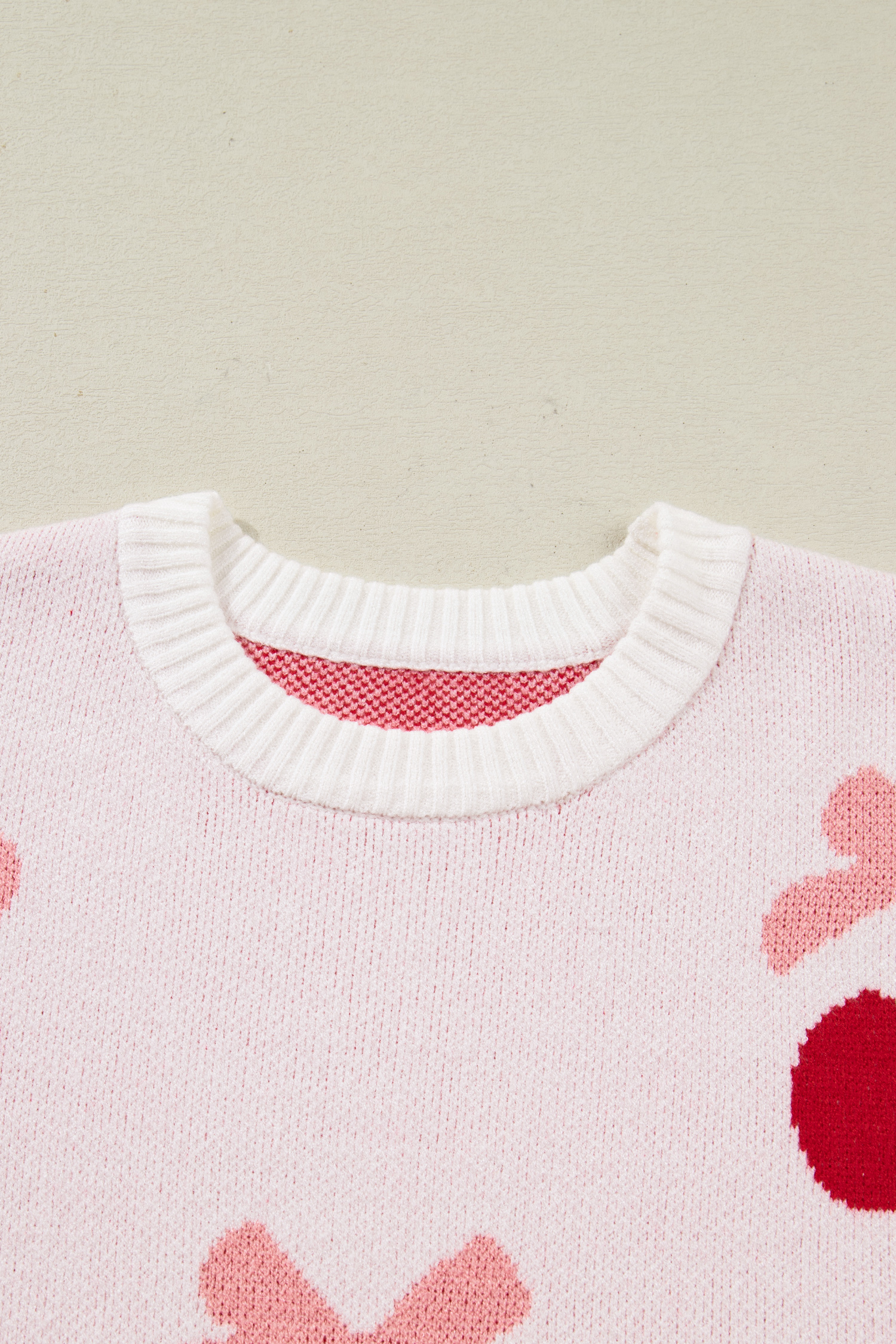 White Cherry Pattern Drop Shoulder Sweater - loveforevers